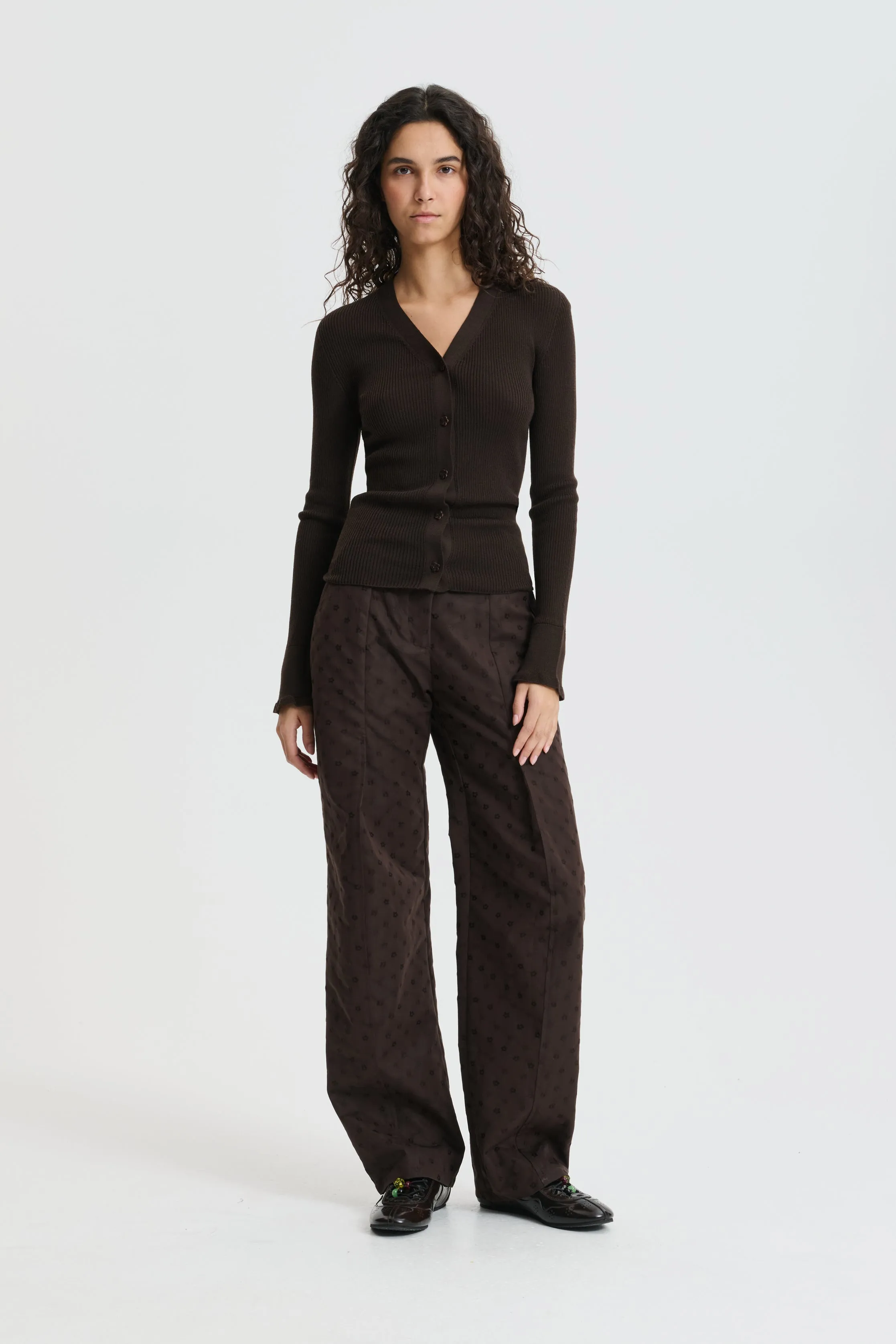 CBFOLKE | CARDIGAN LIGHT MERINO WOOL BROWN sold by Cecilie Bahnsen