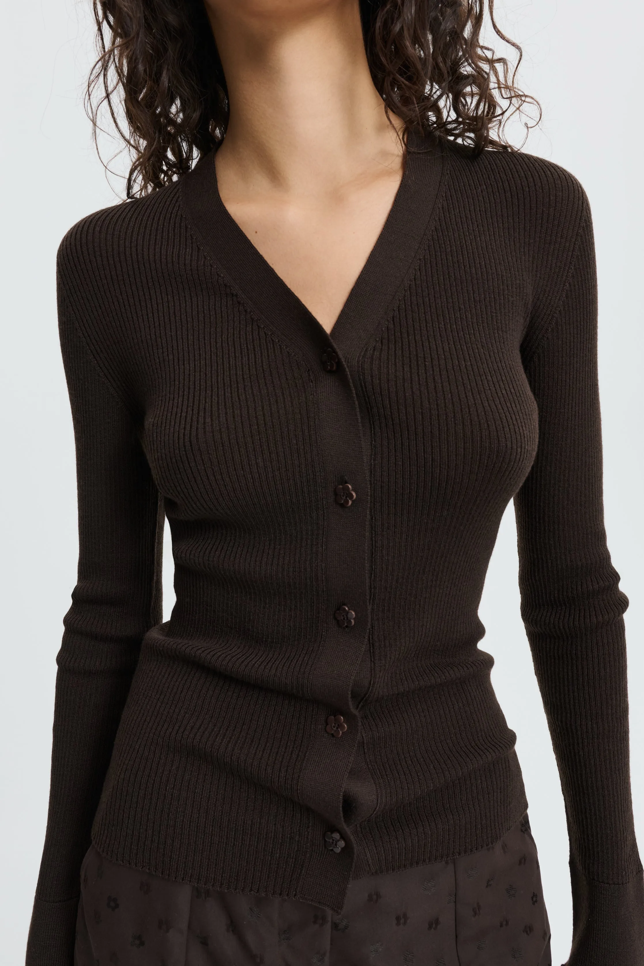 CBFOLKE | CARDIGAN LIGHT MERINO WOOL BROWN sold by Cecilie Bahnsen product image thumbnail 3