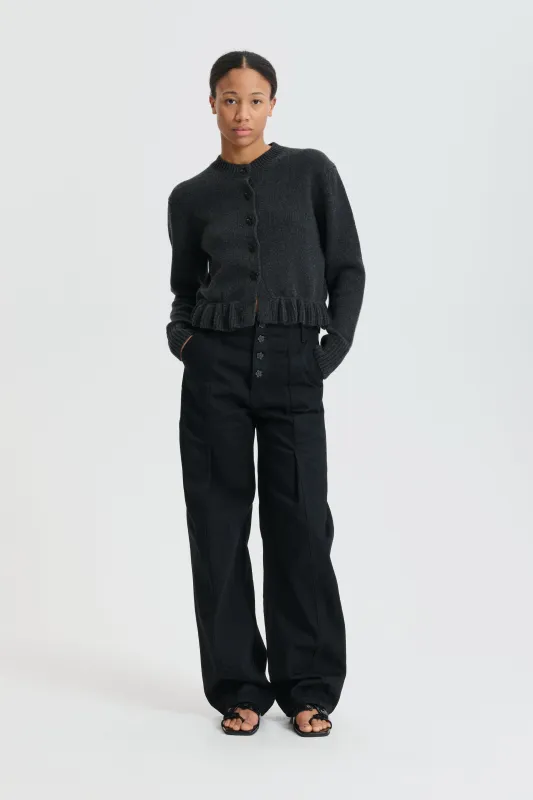 CBFIBBIE | CARDIGAN RECYCLED CASHMERE CHARCOAL GREY made by Cecilie Bahnsen
