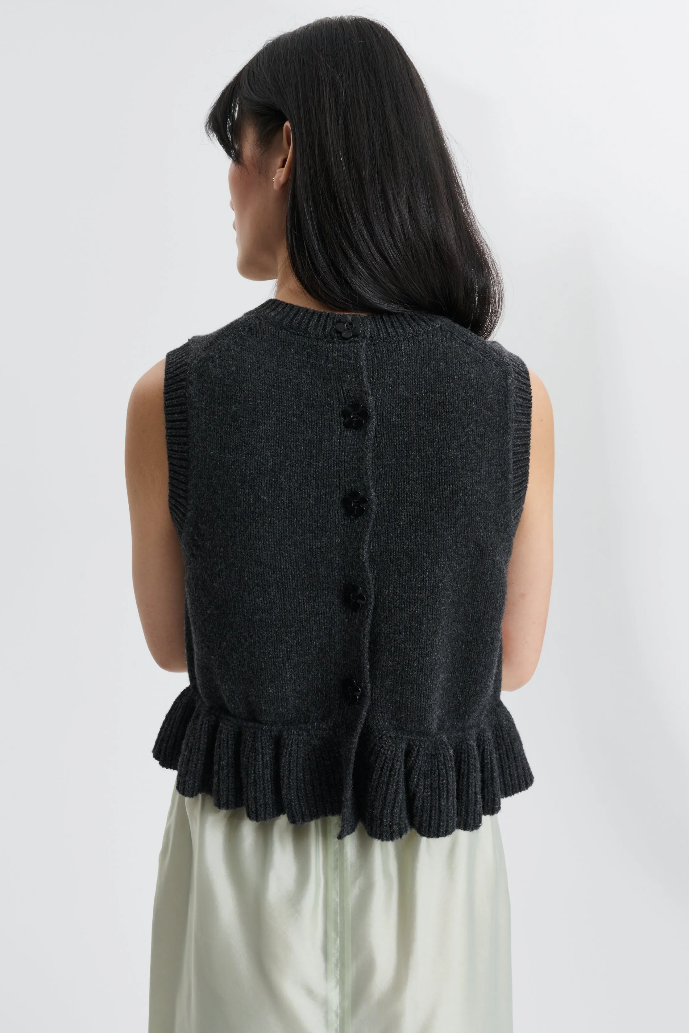 CBBILL | VEST RECYCLED CASHMERE CHARCOAL GREY sold by Cecilie Bahnsen product image thumbnail 2