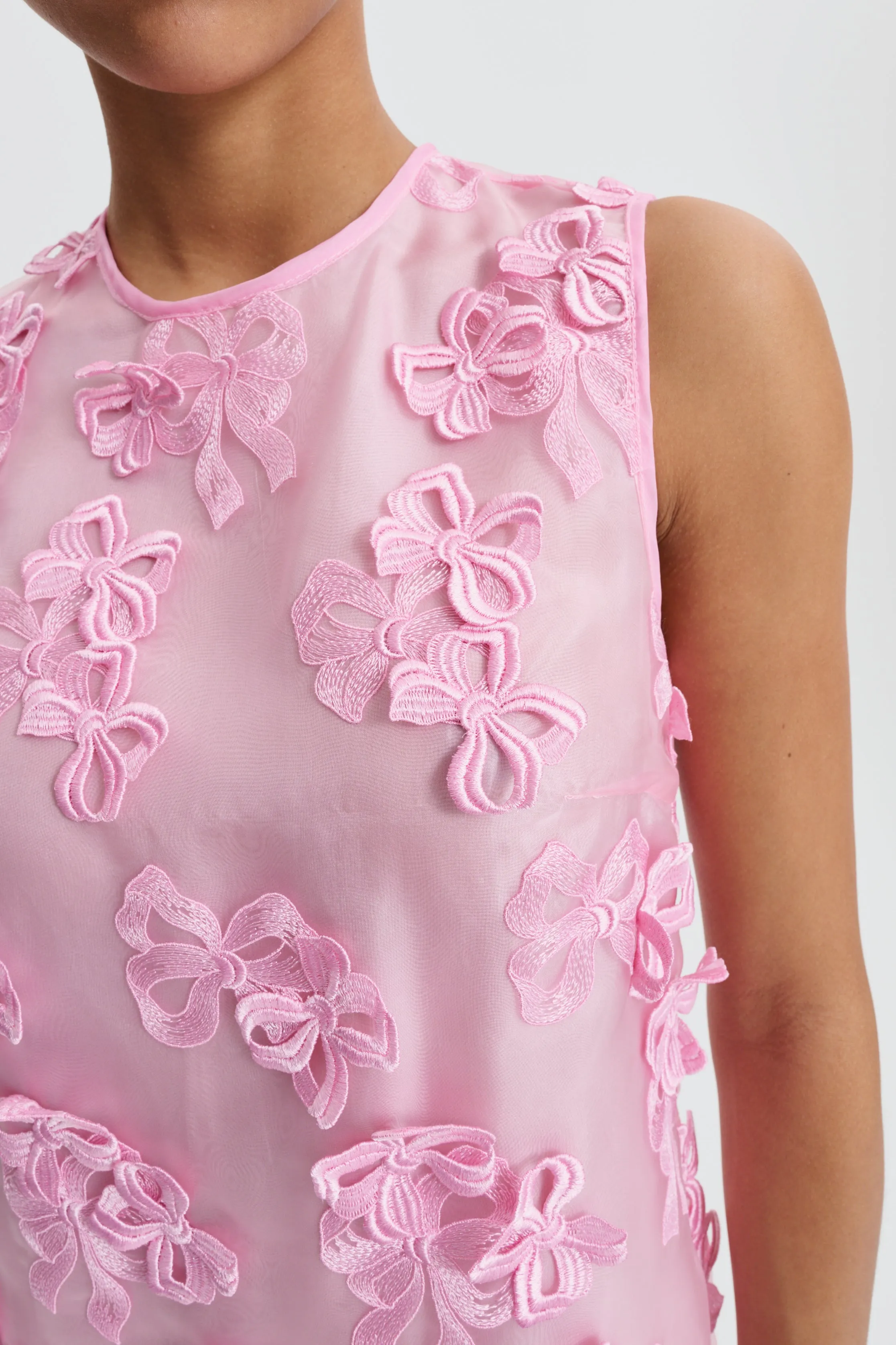 CBDEVIN | DRESS ROSETTE ORGANZA EMB VIBRANT PINK sold by Cecilie Bahnsen product image thumbnail 2
