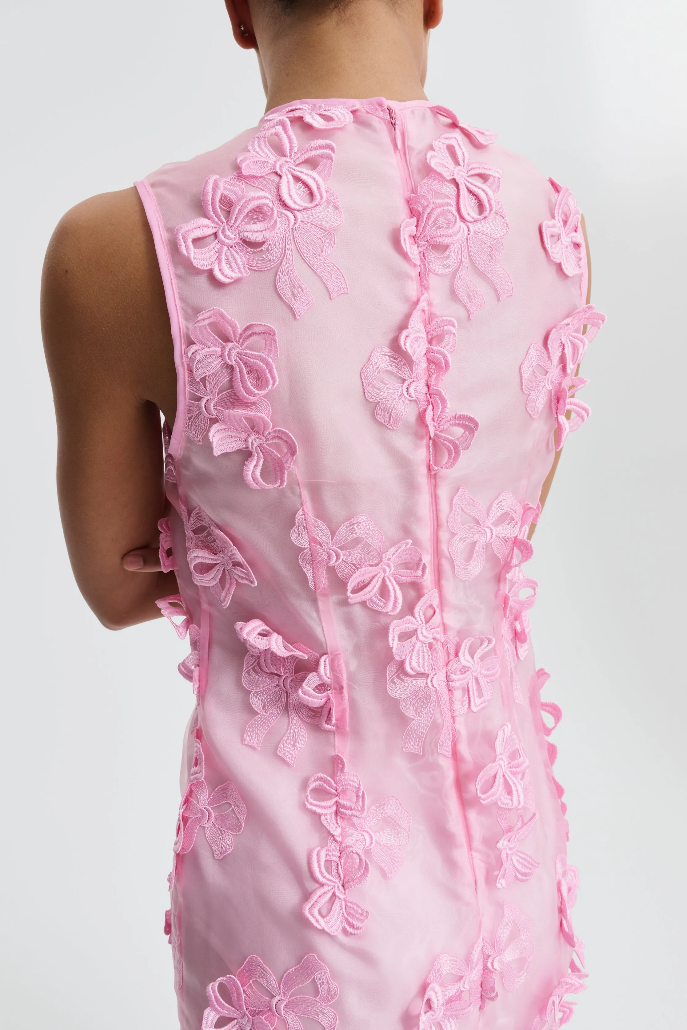 CBDEVIN | DRESS ROSETTE ORGANZA EMB VIBRANT PINK sold by Cecilie Bahnsen product image thumbnail 5