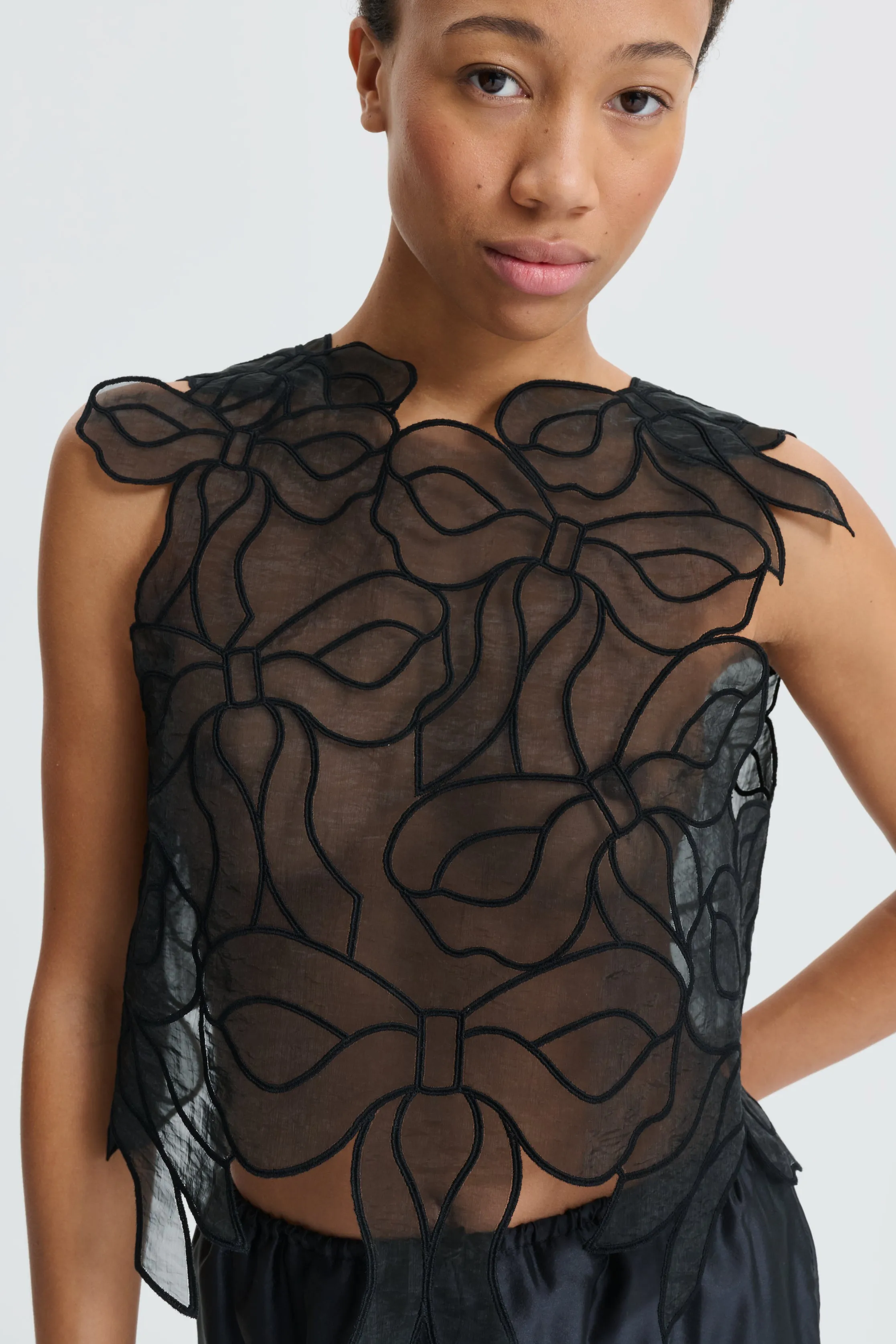 CBAYA | TOP BOW EMBROIDERY BLACK sold by Cecilie Bahnsen product image thumbnail 2