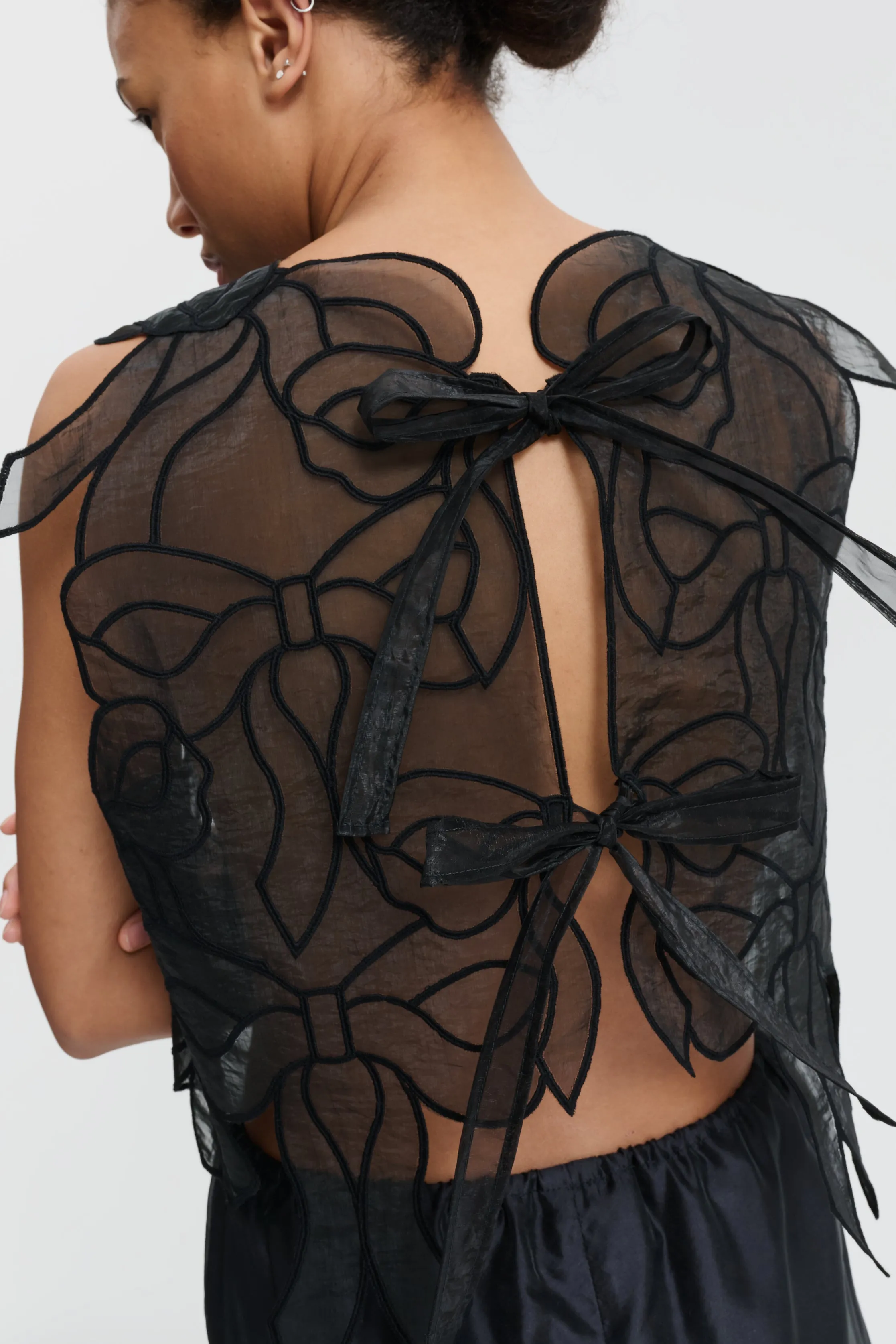 CBAYA | TOP BOW EMBROIDERY BLACK sold by Cecilie Bahnsen product image thumbnail 3