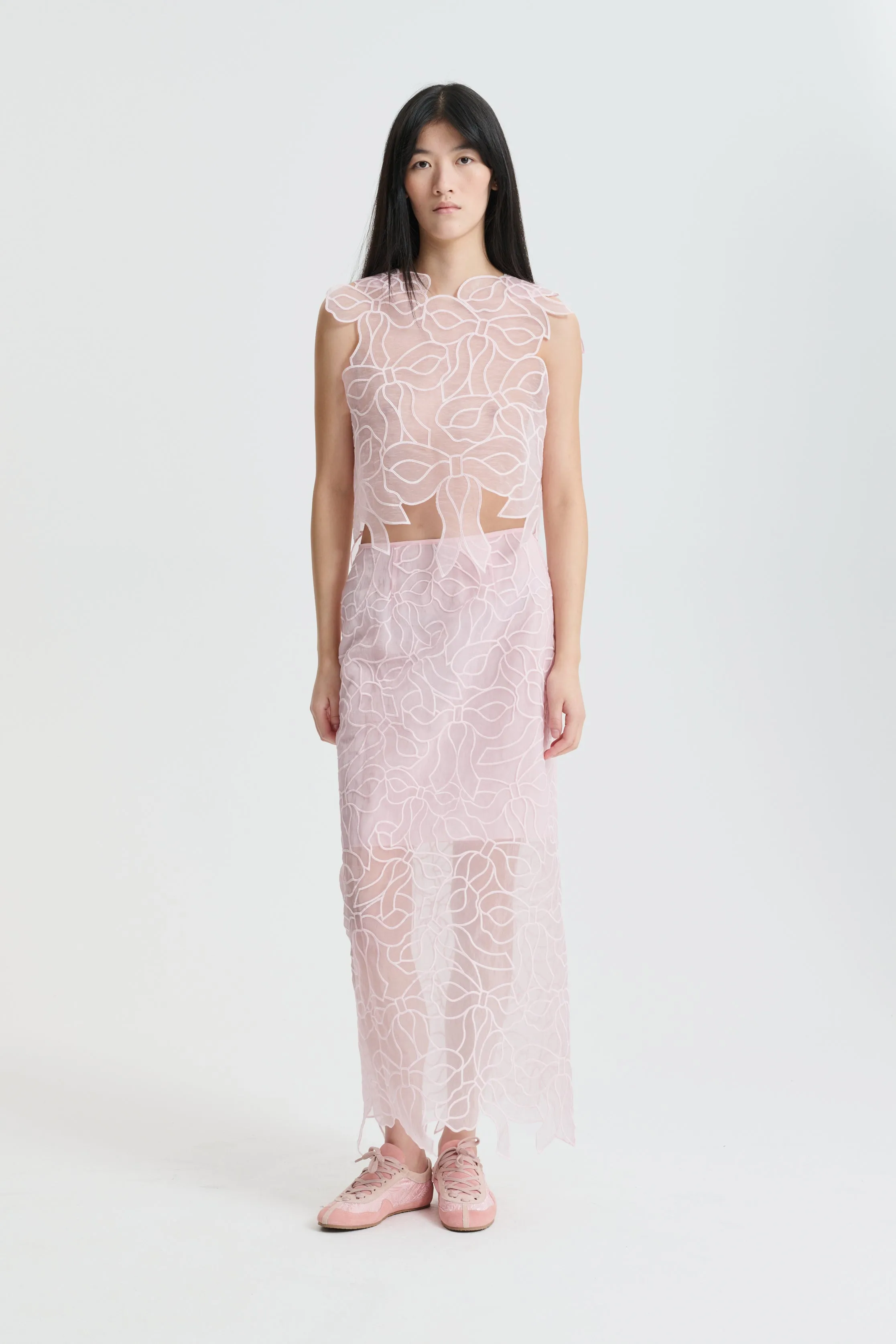 CBAYA | TOP BOW EMBROIDERY BLUSH PINK sold by Cecilie Bahnsen