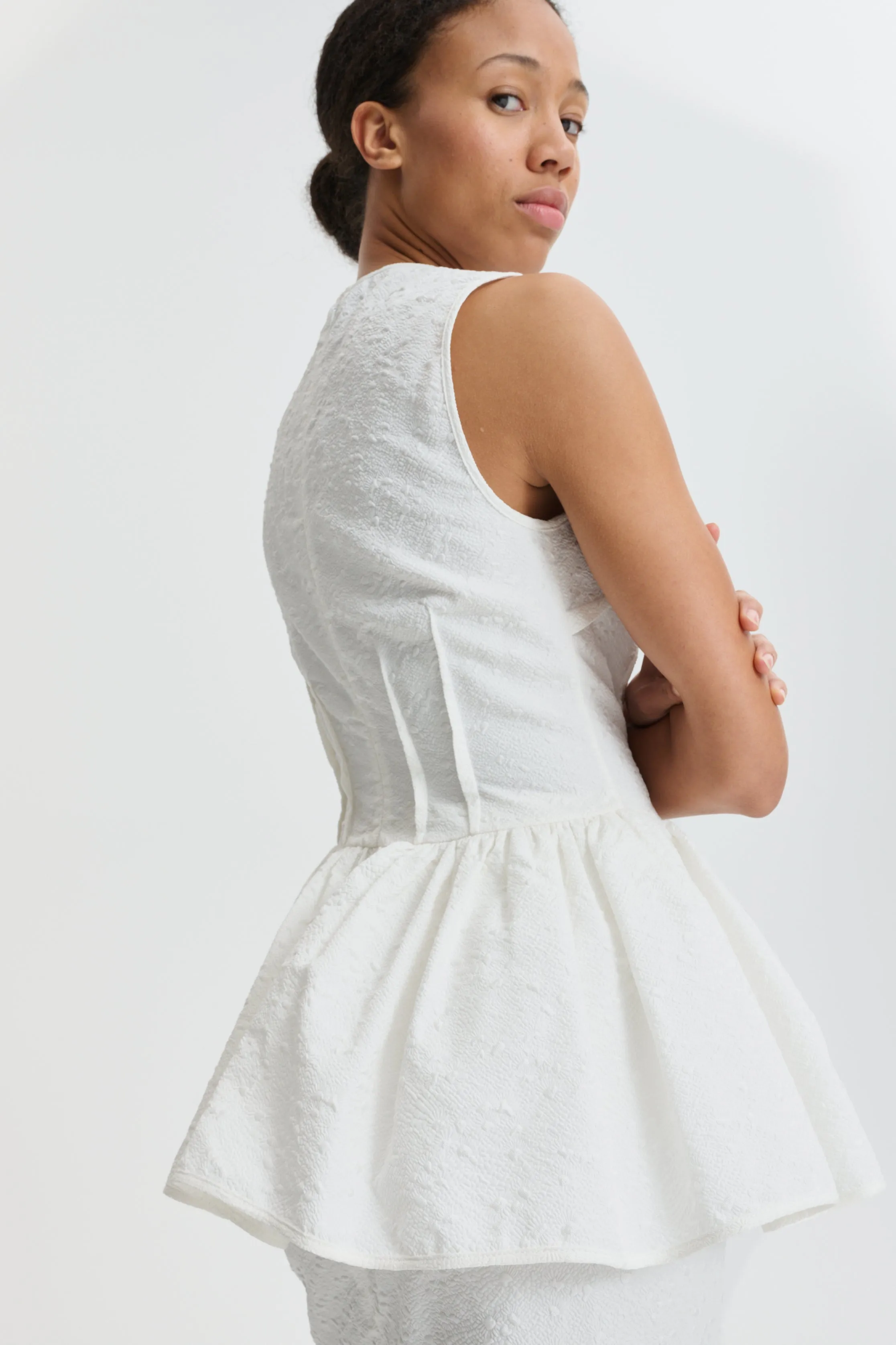 CBDAIMI | TOP EIRA MATELASSÉ WHITE sold by Cecilie Bahnsen product image thumbnail 5