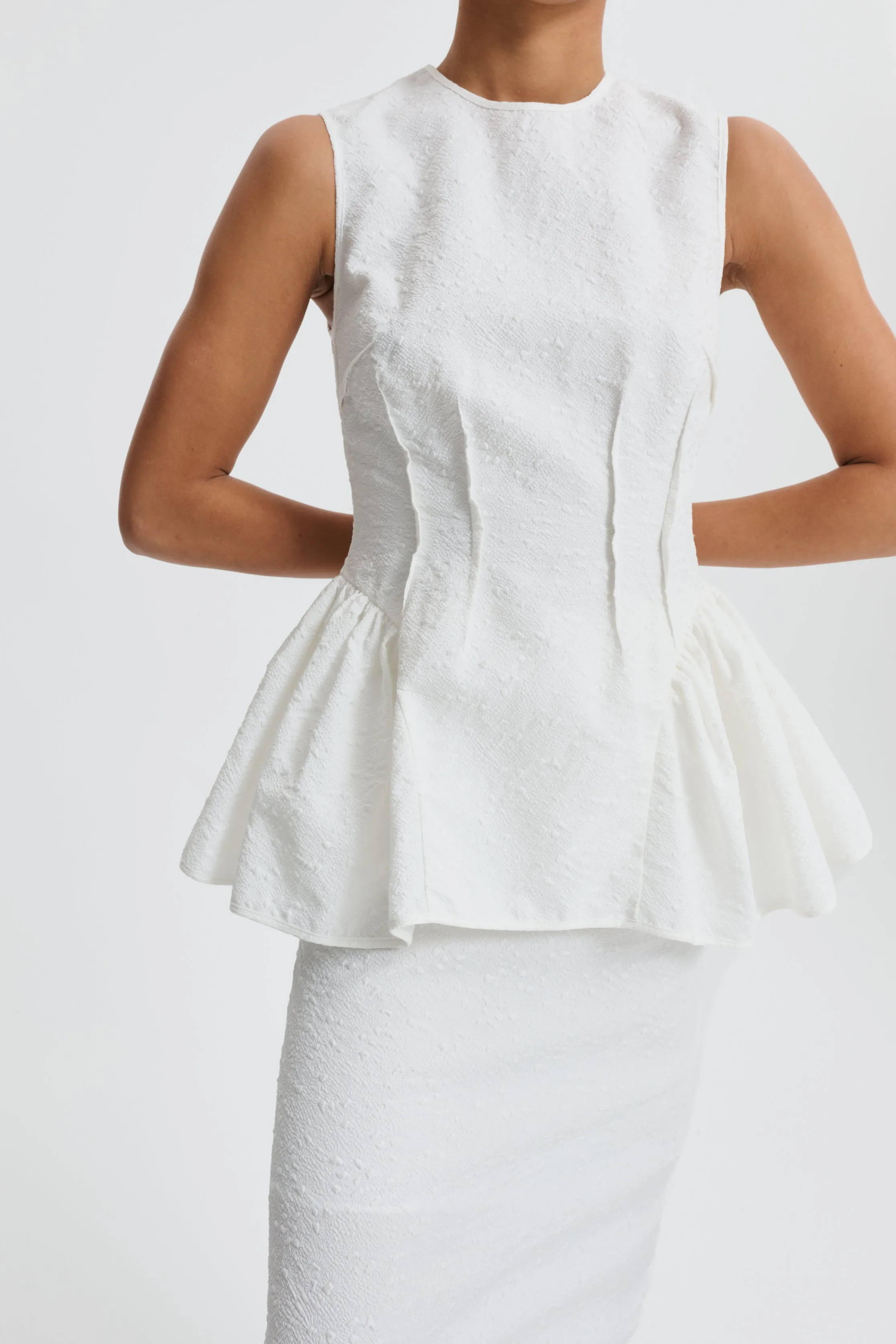 CBDAIMI | TOP EIRA MATELASSÉ WHITE sold by Cecilie Bahnsen product image thumbnail 2