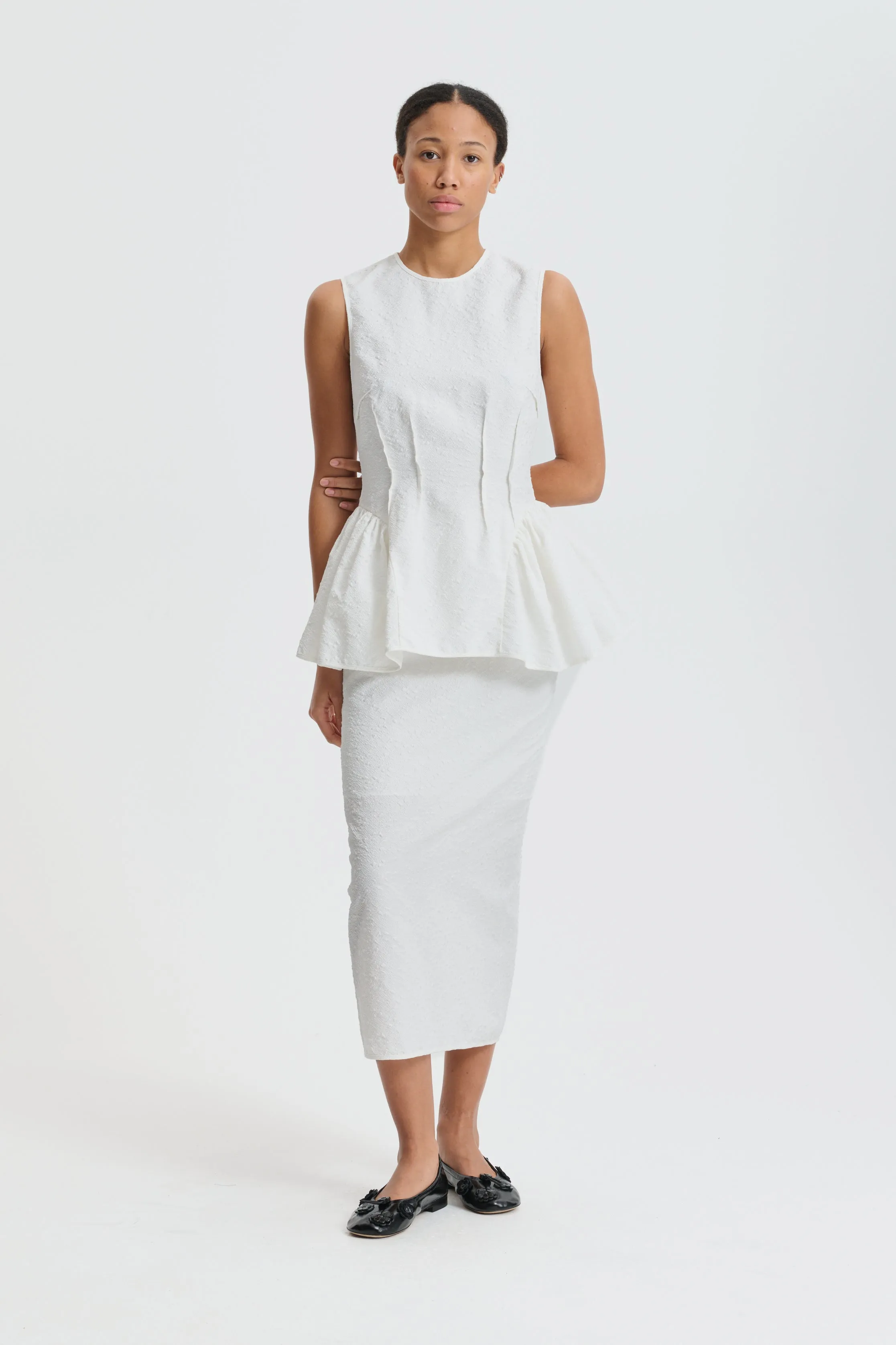 CBDAIMI | TOP EIRA MATELASSÉ WHITE sold by Cecilie Bahnsen