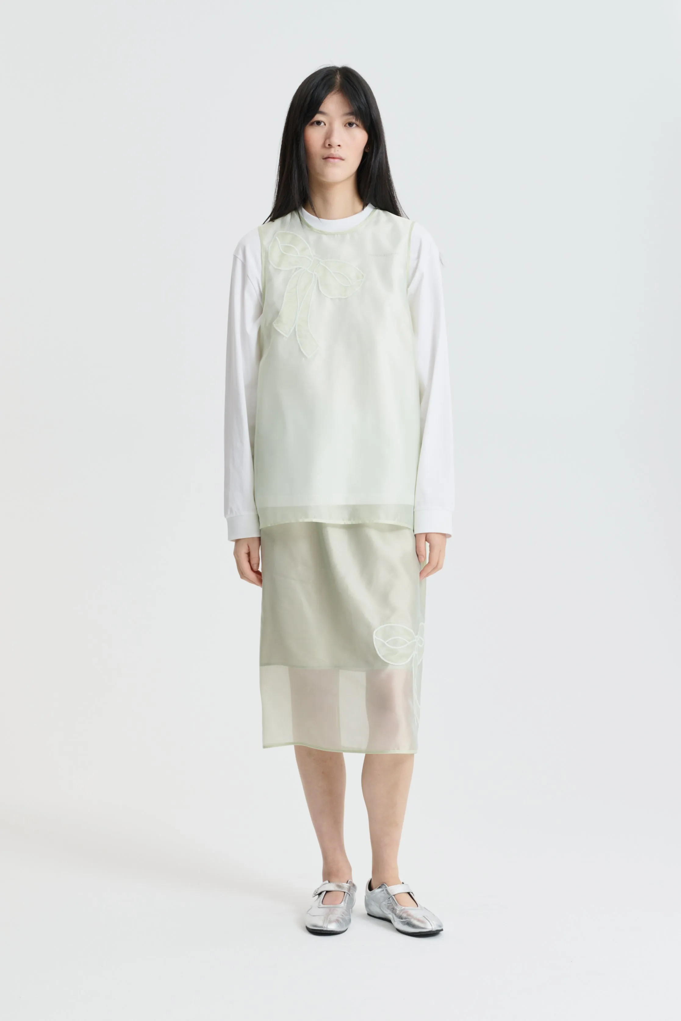 CBALBA | TOP HYBRID ORGANZA PALE GREEN sold by Cecilie Bahnsen product image thumbnail 4