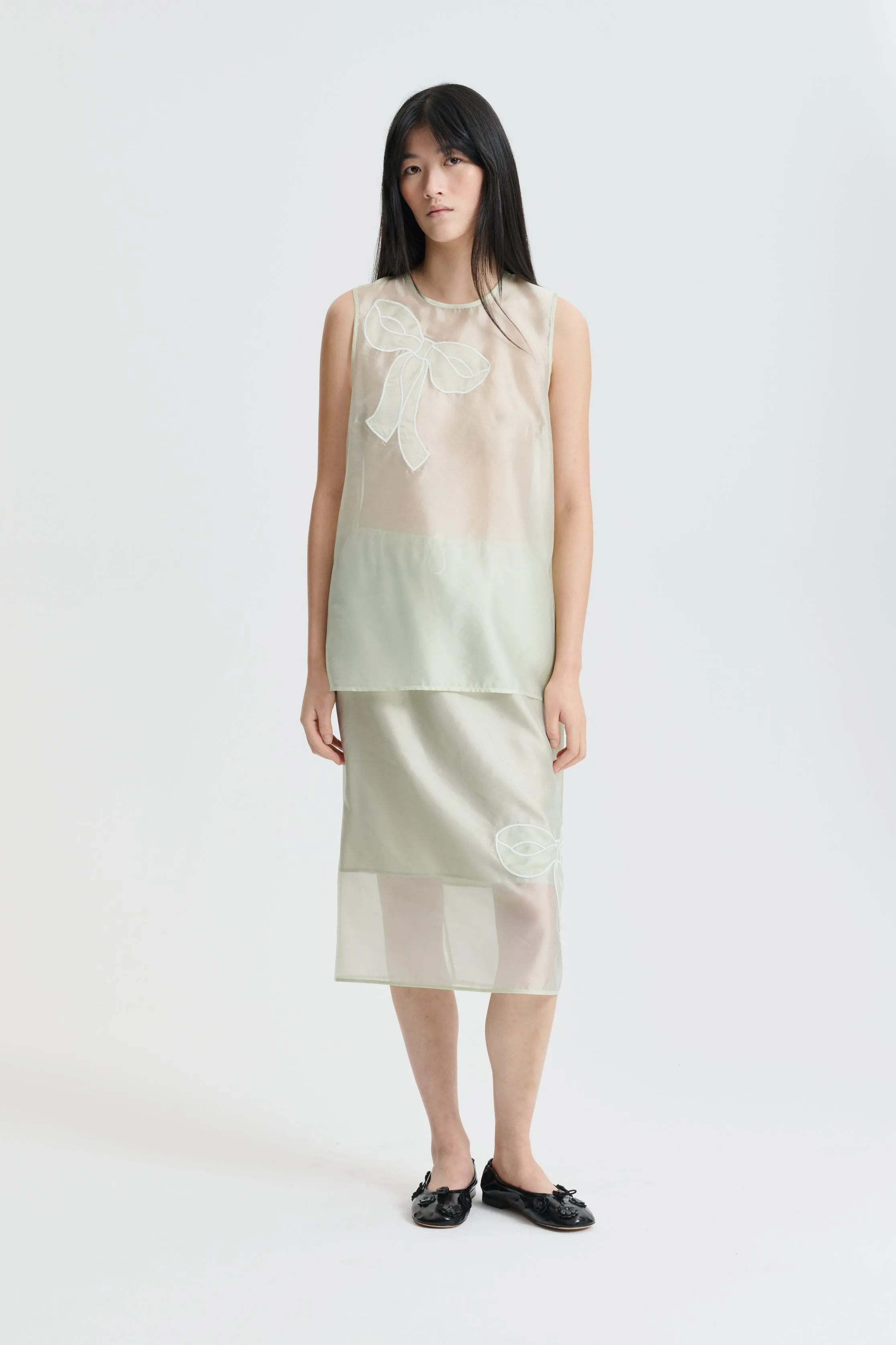 CBALBA | TOP HYBRID ORGANZA PALE GREEN sold by Cecilie Bahnsen