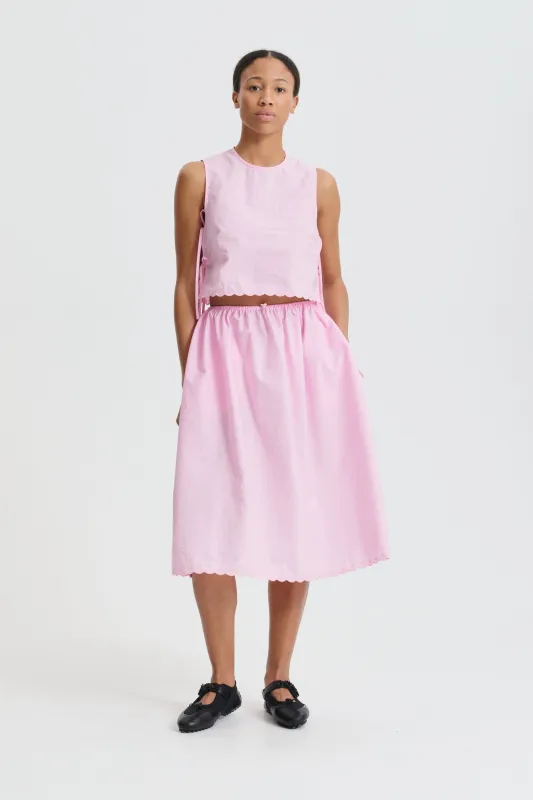 CBFEEBA | TOP EMBROIDERED TAFFETA VIBRANT PINK made by Cecilie Bahnsen
