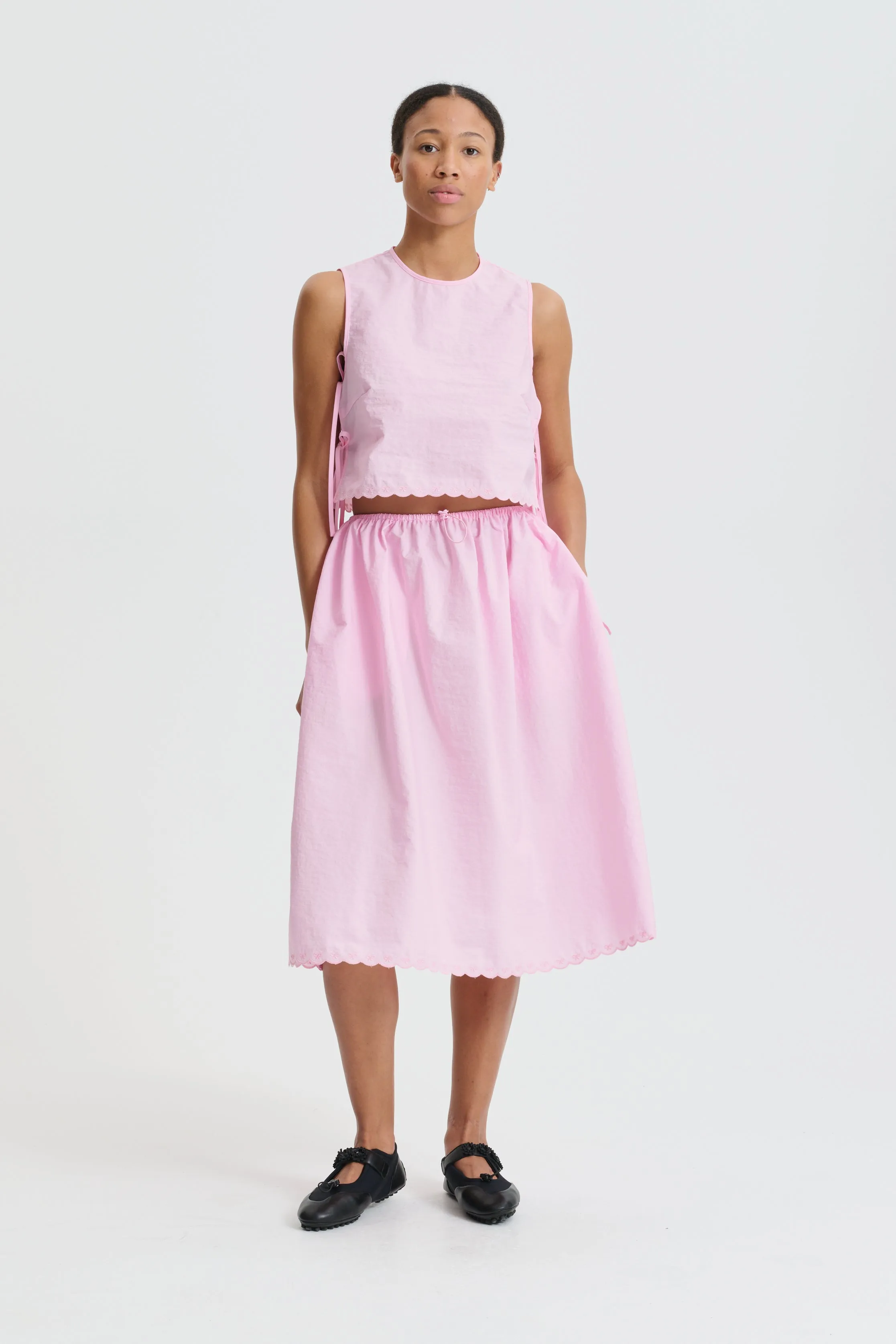 CBFEEBA | TOP EMBROIDERED TAFFETA VIBRANT PINK sold by Cecilie Bahnsen