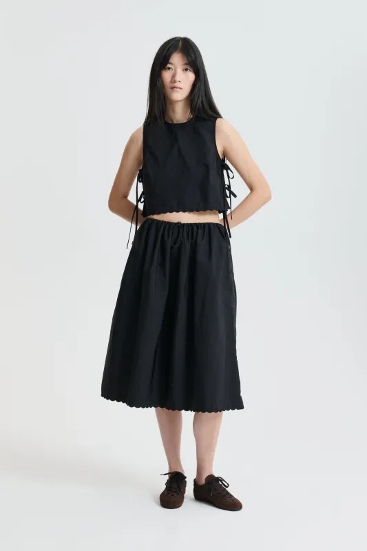 CBFEEBA | TOP EMBROIDERED TAFFETA BLACK made by Cecilie Bahnsen