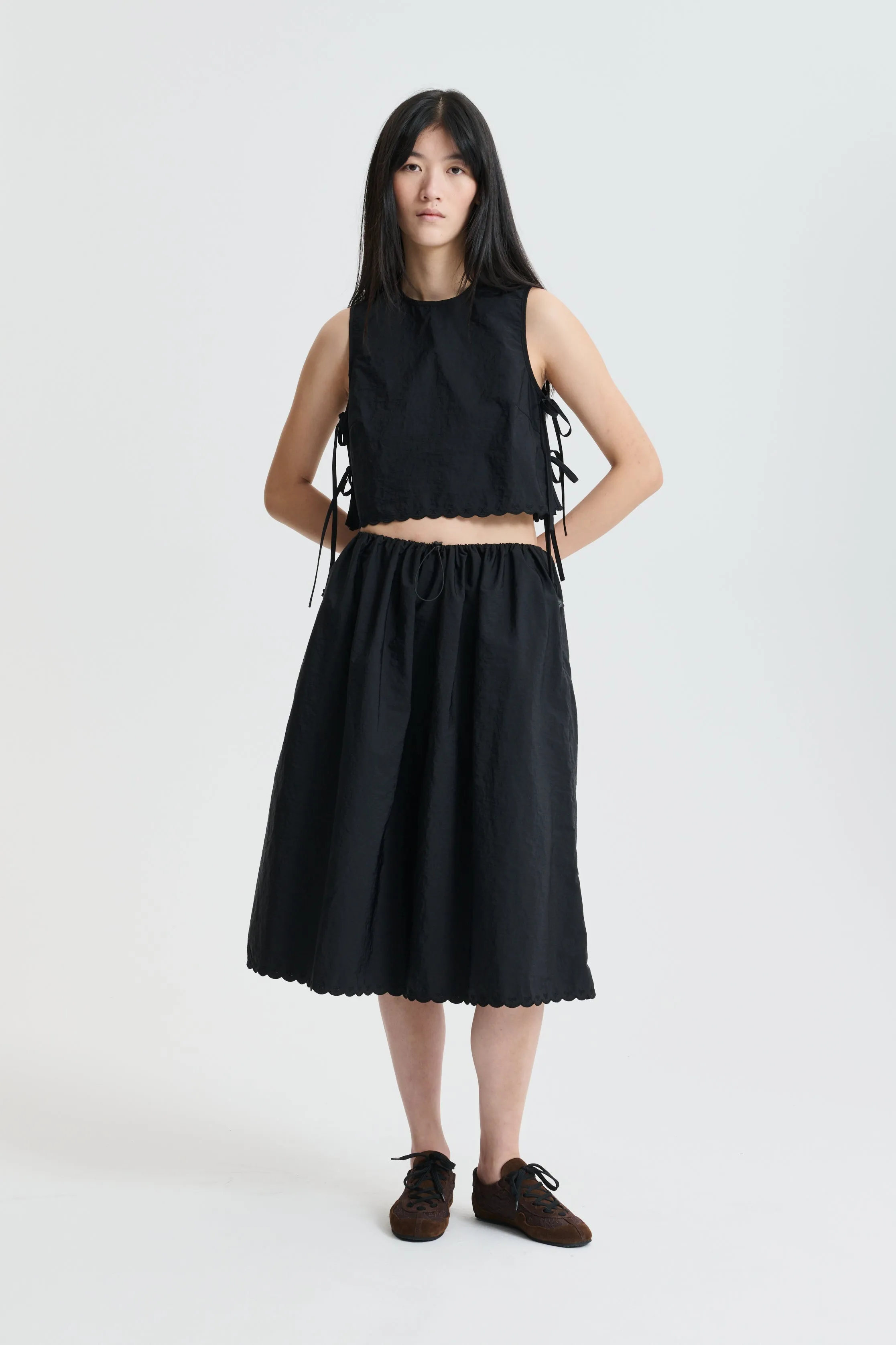 CBFEEBA | TOP EMBROIDERED TAFFETA BLACK sold by Cecilie Bahnsen