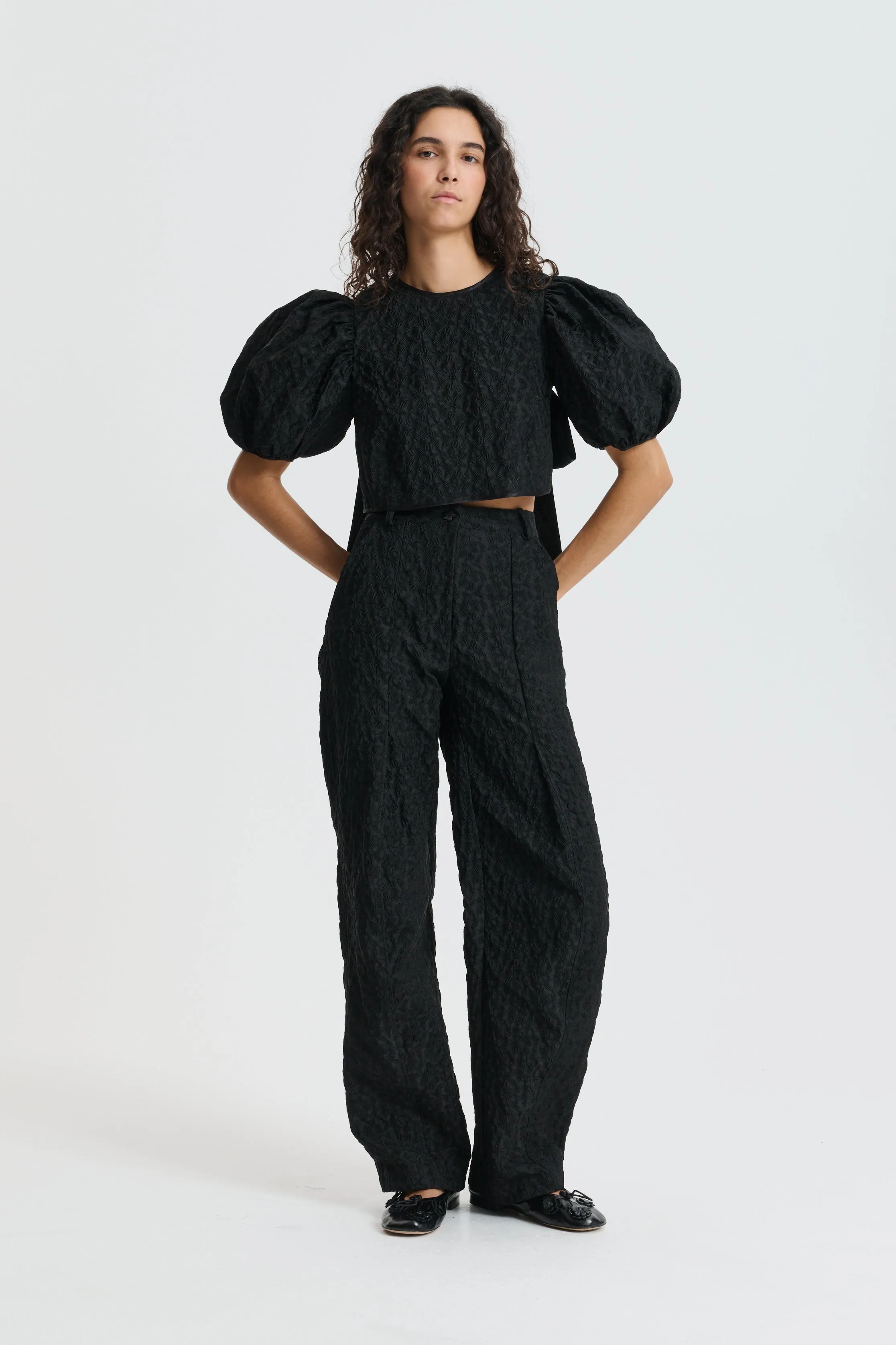 CBFARIS | TOP BEGONIA JACQUARD BLACK sold by Cecilie Bahnsen