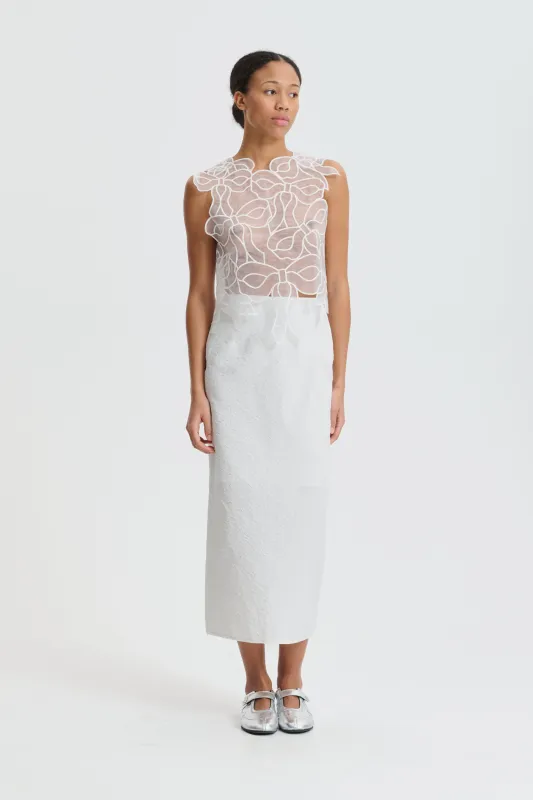 CBUKA | SKIRT EIRA MATELASSÉ WHITE made by Cecilie Bahnsen