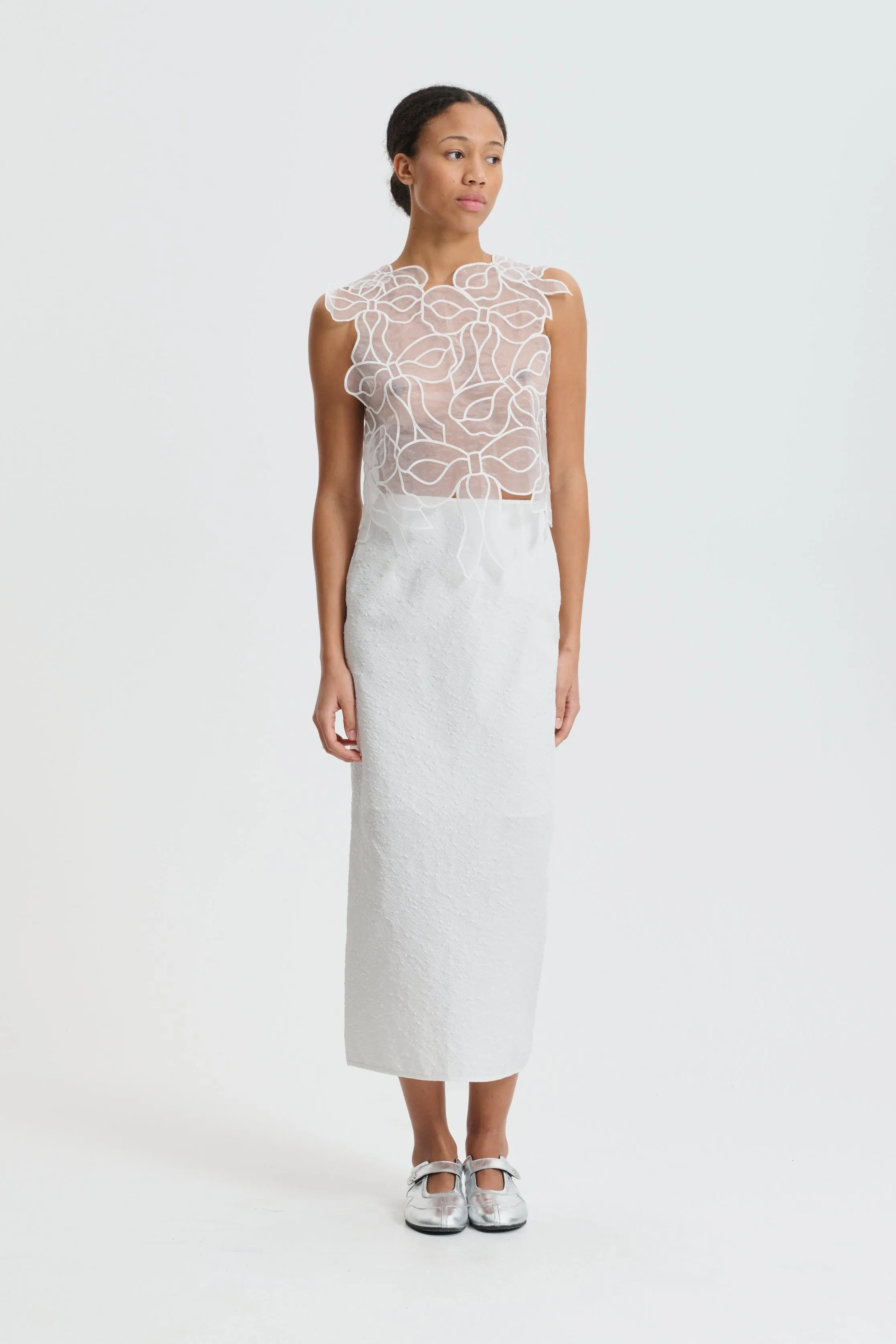 CBUKA | SKIRT EIRA MATELASSÉ WHITE sold by Cecilie Bahnsen