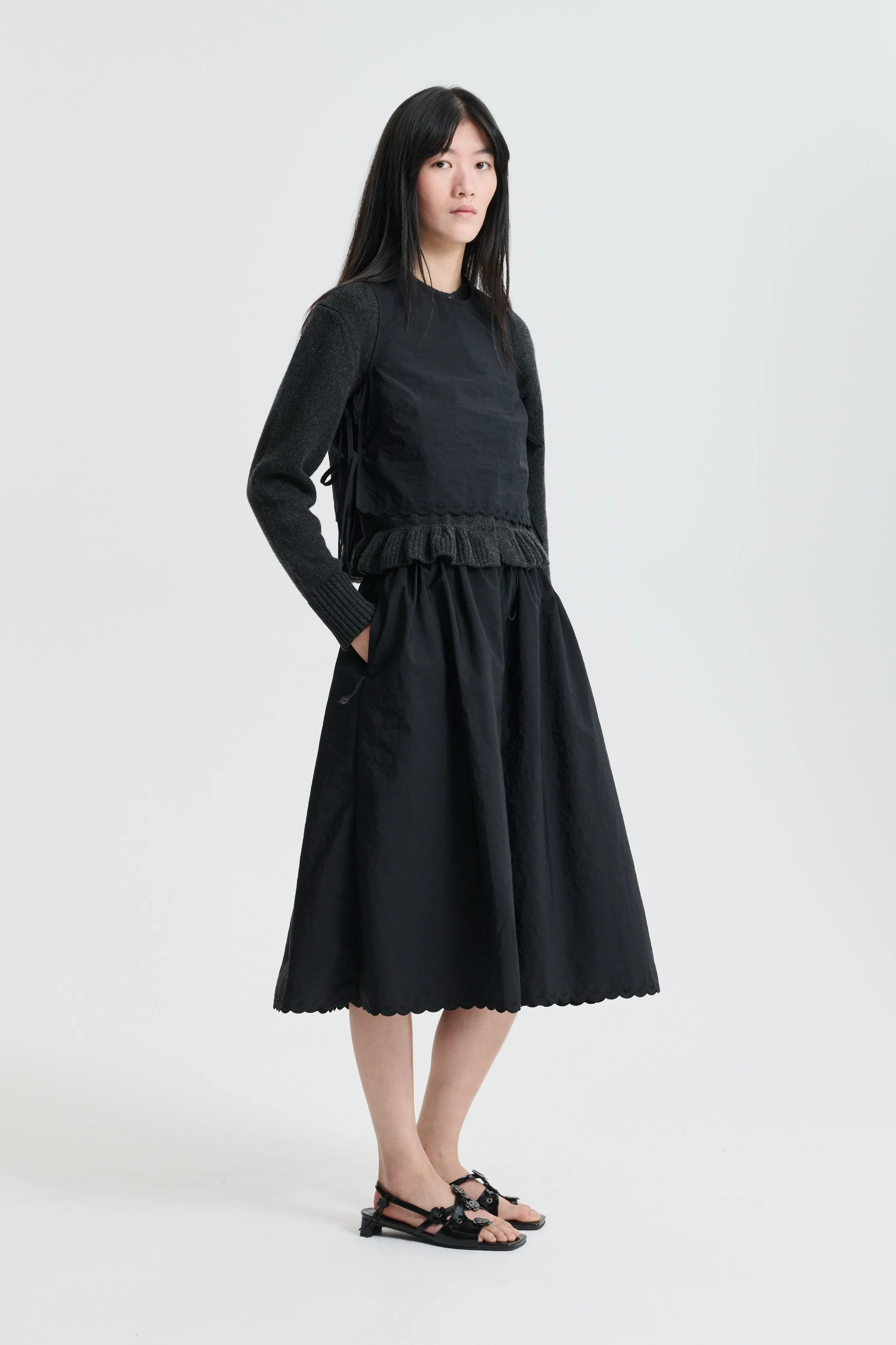 CBFIELLA | SKIRT EMBROIDERED TAFFETA BLACK sold by Cecilie Bahnsen