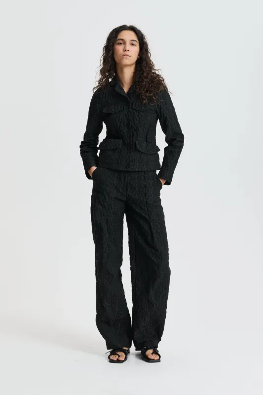 CBDARMELA | TROUSERS BEGONIA JACQUARD BLACK made by Cecilie Bahnsen