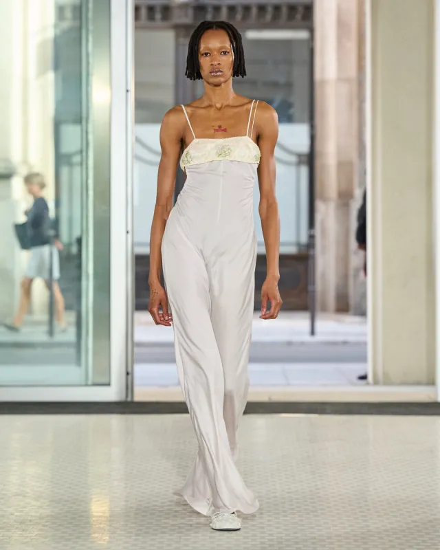 CBGODETIA | GOWN STRIPED SILK TWILL LIGHT PINK made by Cecilie Bahnsen