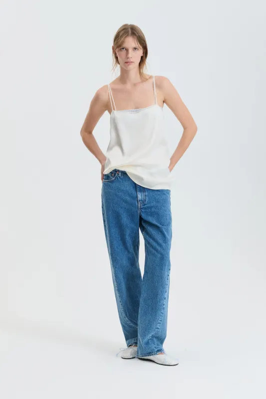 CBGAZANIA | TOP DOUBLE FACE SILK ECRU made by Cecilie Bahnsen
