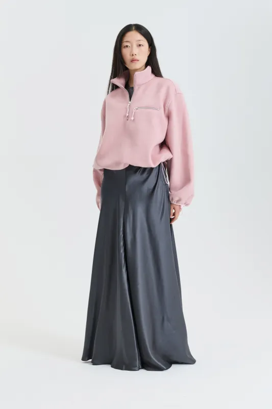 CBFREDERIK | HALF-ZIP JACKET WOOL FELT DUSTY PINK made by Cecilie Bahnsen