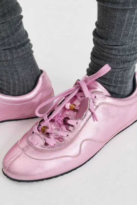 BLAISE | SNEAKER METALLIC LEATHER PALE PINK made by Cecilie Bahnsen