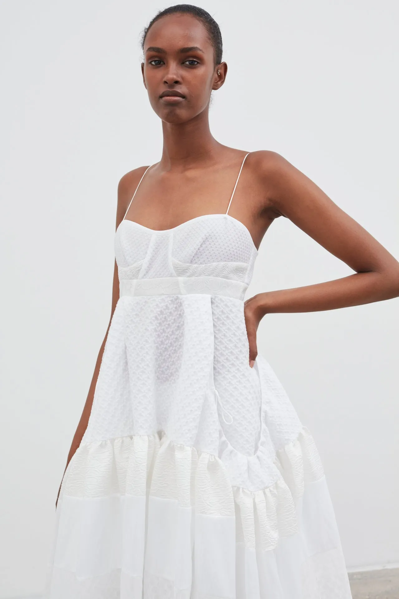 CILLE | DRESS PLETHORA PATCHWORK ECRU/WHITE sold by Cecilie Bahnsen