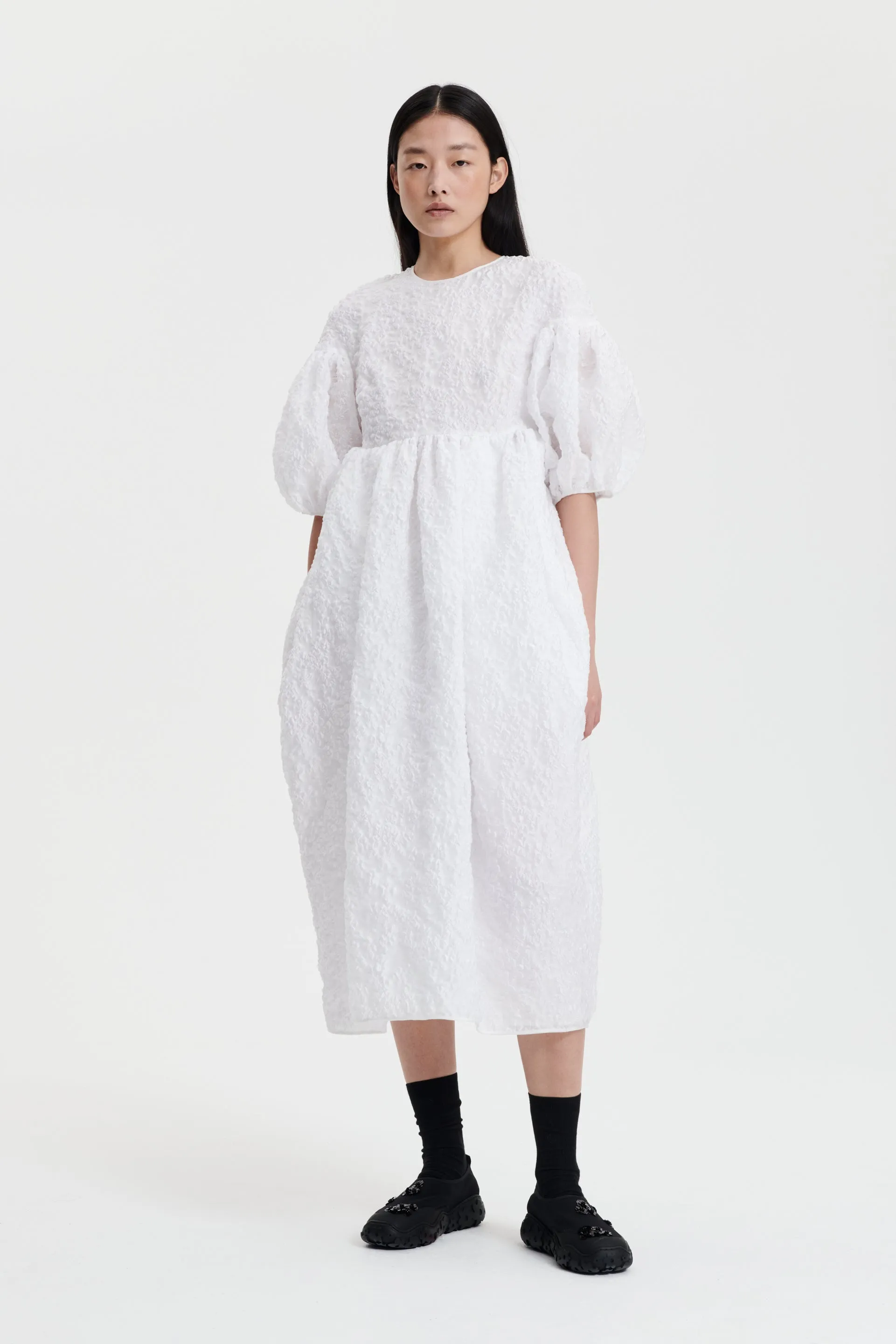 JEANNE | DRESS GRASMERE MATELASSE WHITE sold by Cecilie Bahnsen
