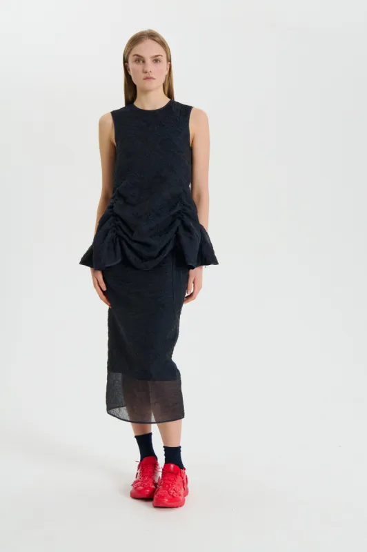 UNIKA | TOP POSY MATELASSE NAVY made by Cecilie Bahnsen