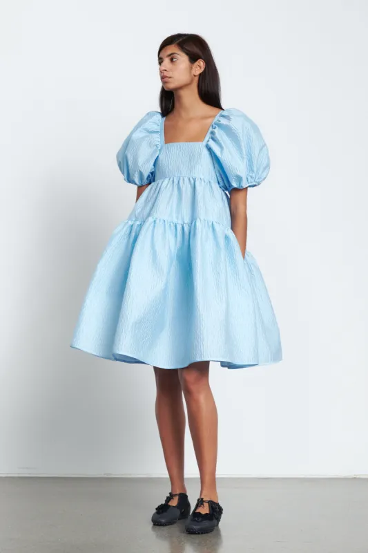 RONIA | DRESS STRIA MATELASSÉ LIGHT BLUE sold by Cecilie Bahnsen