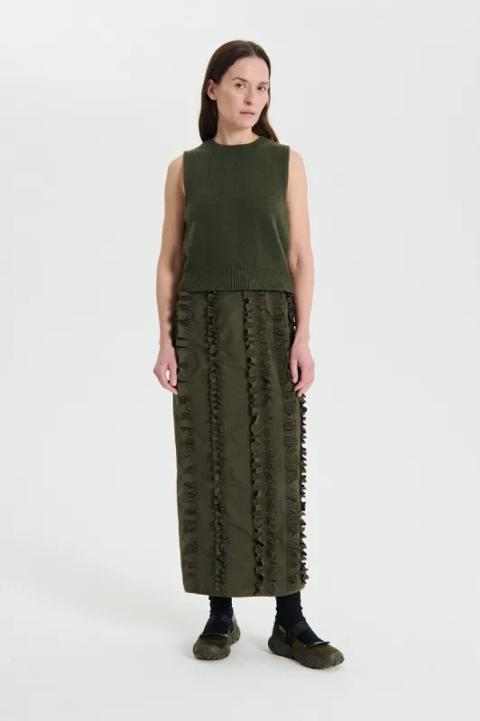 OLIVIER | VEST RECYCLED CASHMERE GREY OLIVE made by Cecilie Bahnsen