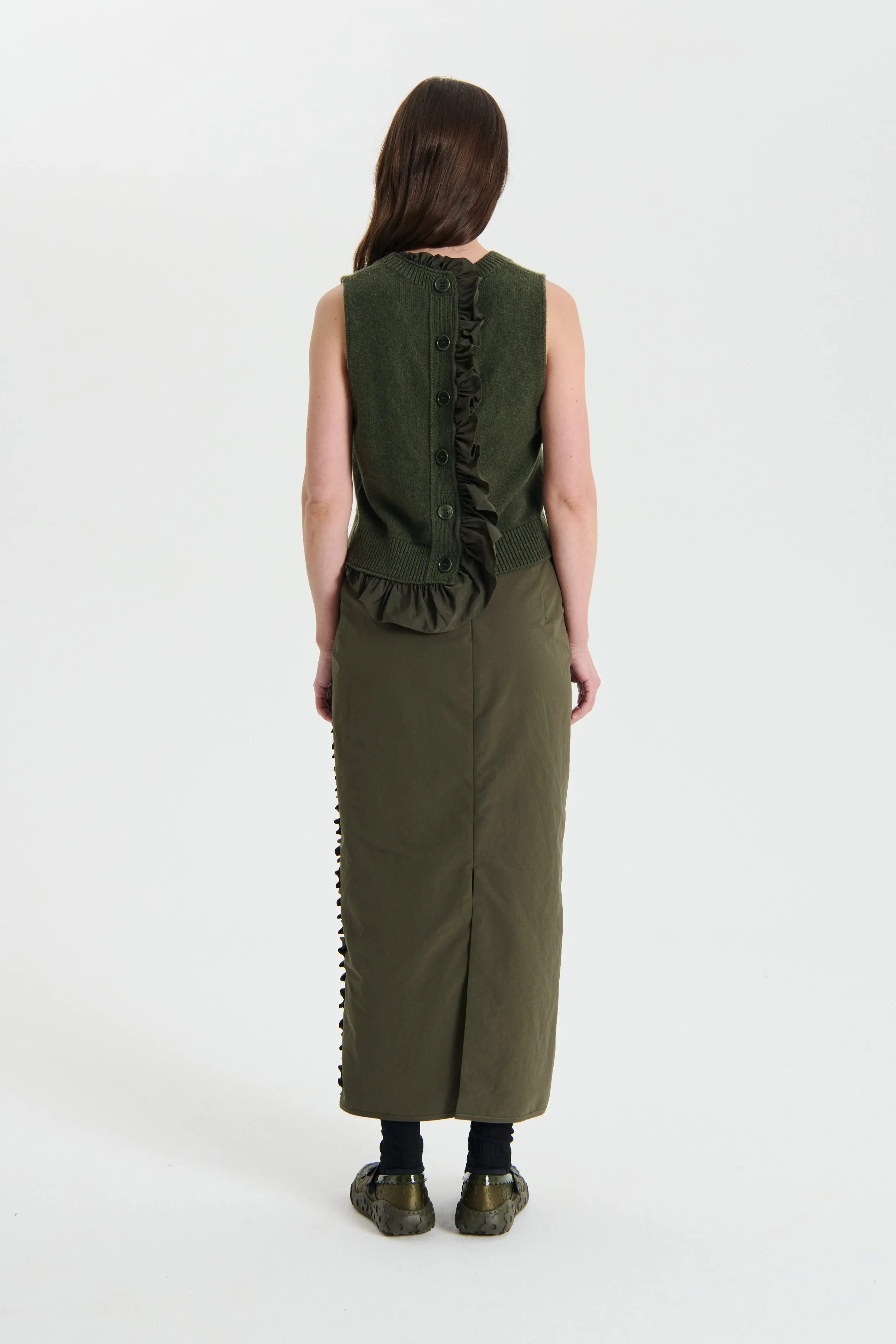 OLIVIER | VEST RECYCLED CASHMERE GREY OLIVE sold by Cecilie Bahnsen product image thumbnail 2