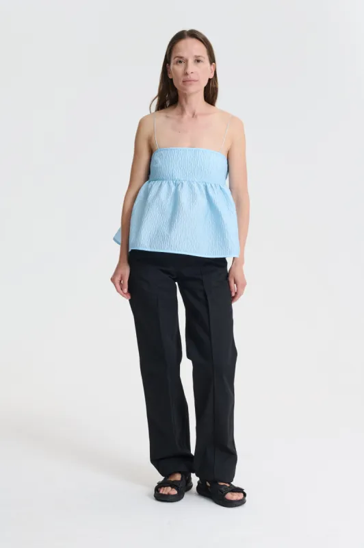 SELENA | TOP STRIA MATELASS… LIGHT BLUE sold by Cecilie Bahnsen