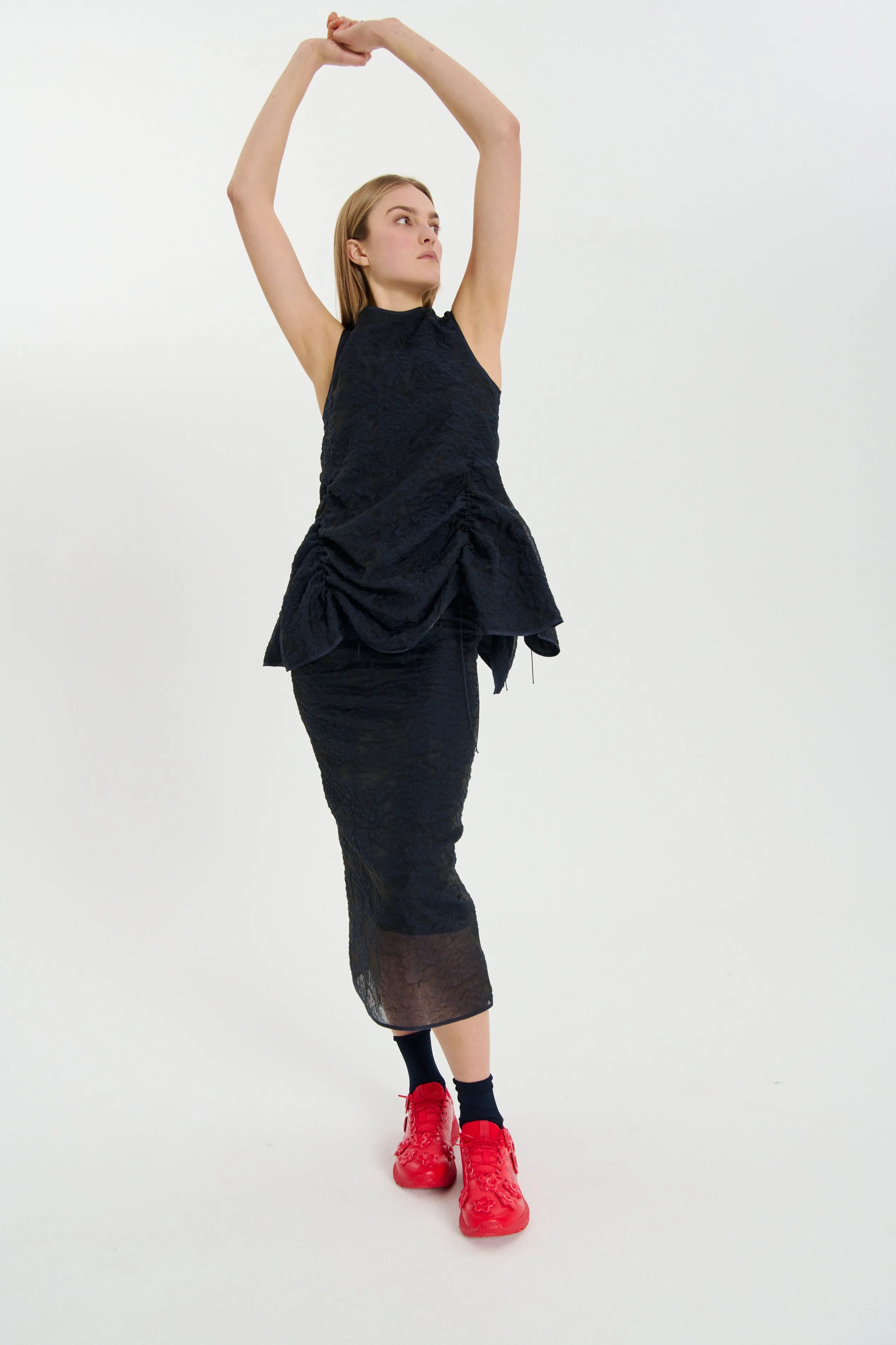 UKA | SKIRT POSY MATELASSÉ NAVY sold by Cecilie Bahnsen