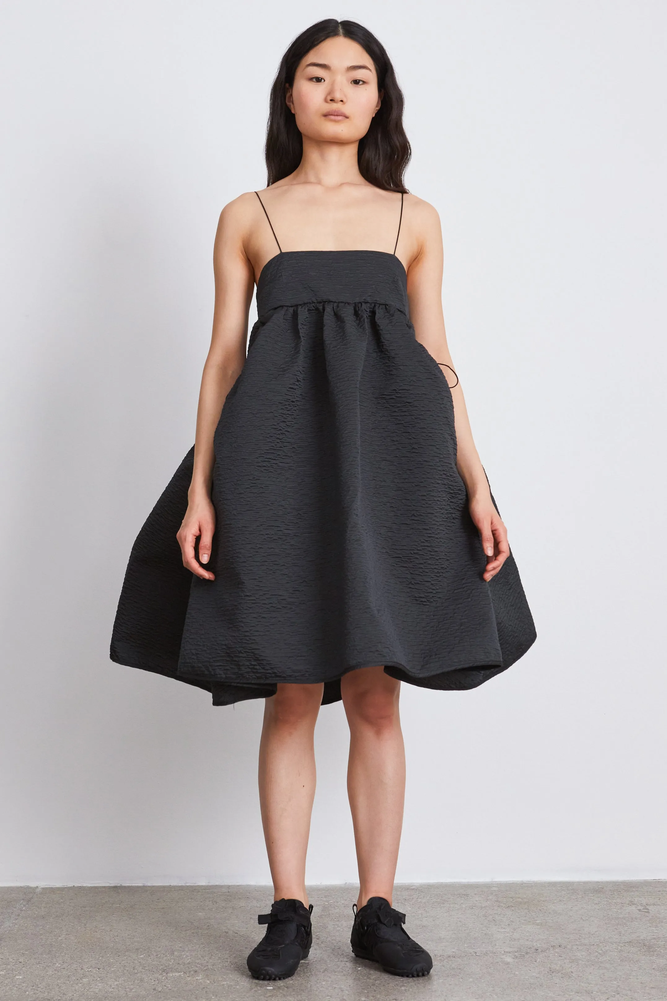 LISBETH | DRESS STRIA MATELASSÉ BLACK sold by Cecilie Bahnsen