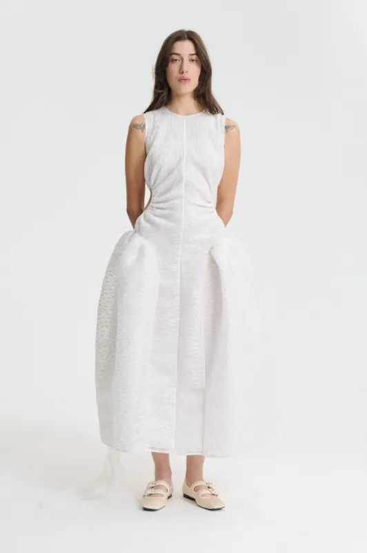 JUJU | DRESS PLEATED MARGUERITE WHITE/ECRU made by Cecilie Bahnsen