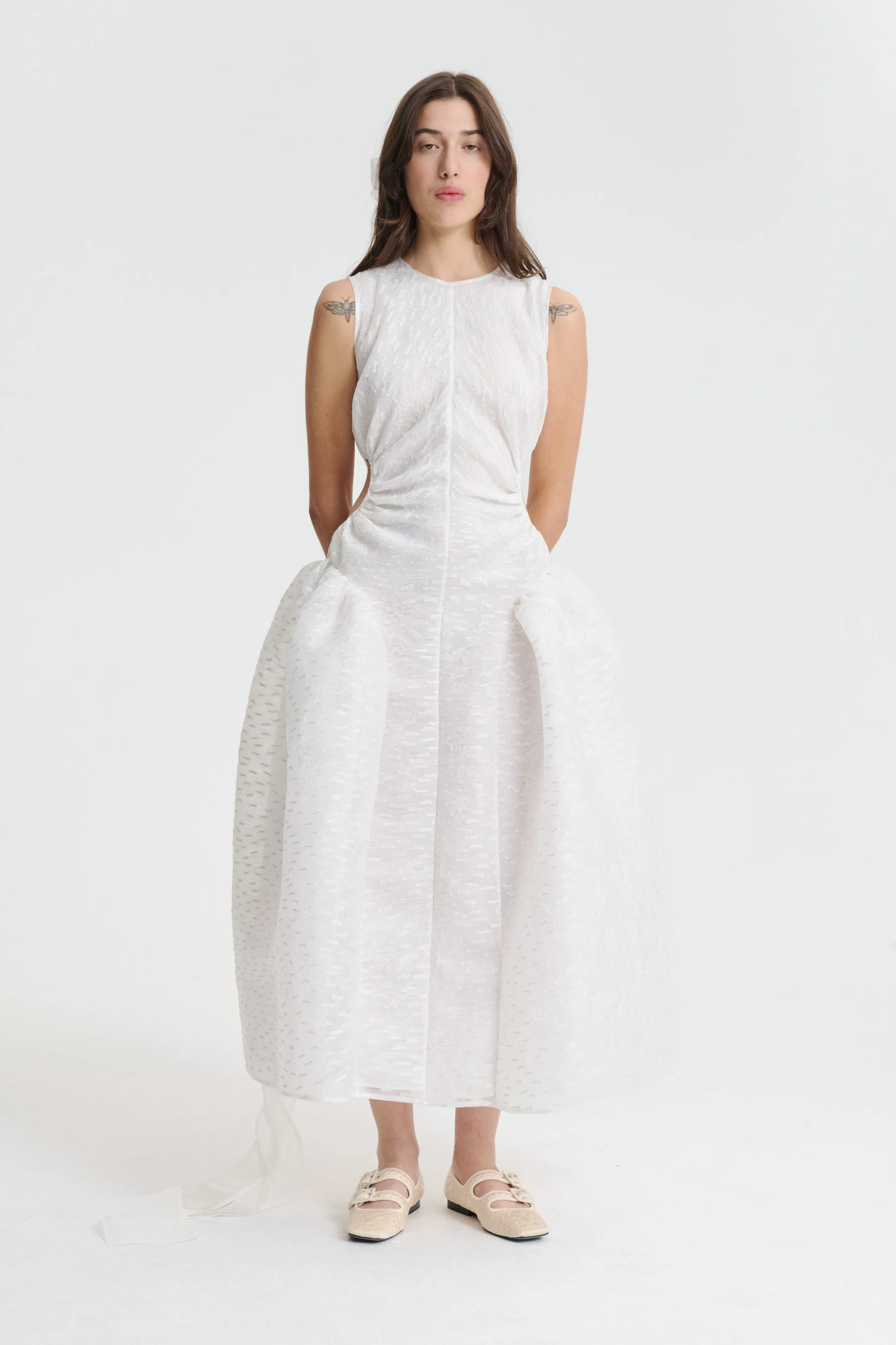 JUJU | DRESS PLEATED MARGUERITE WHITE/ECRU sold by Cecilie Bahnsen