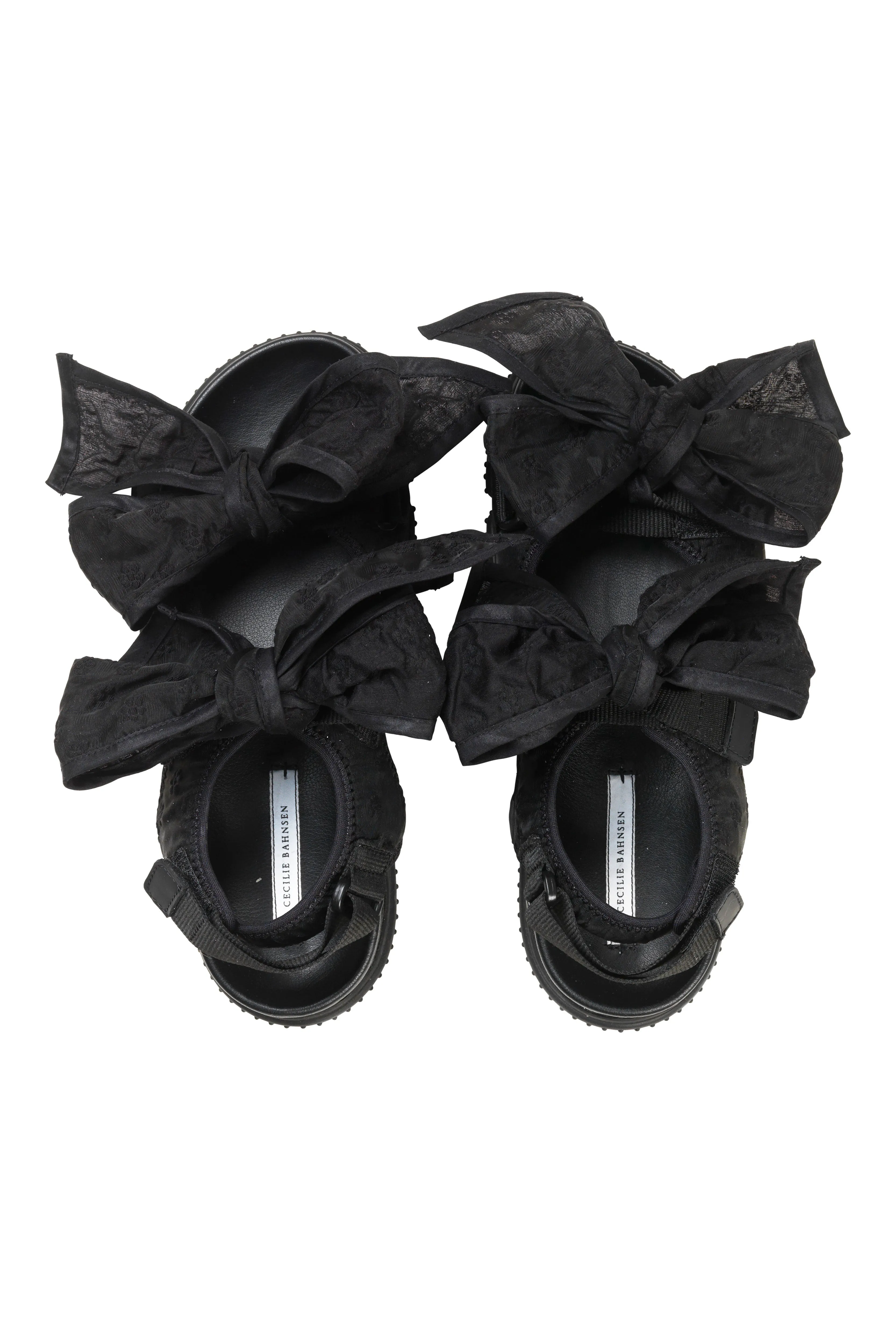 VALERIA | TRUEAL CLOQUÉ BLACK/BLACK BOWS sold by Cecilie Bahnsen