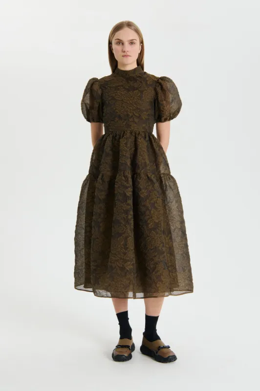 KELLY | DRESS POSY MATELASSÉ BROWN sold by Cecilie Bahnsen