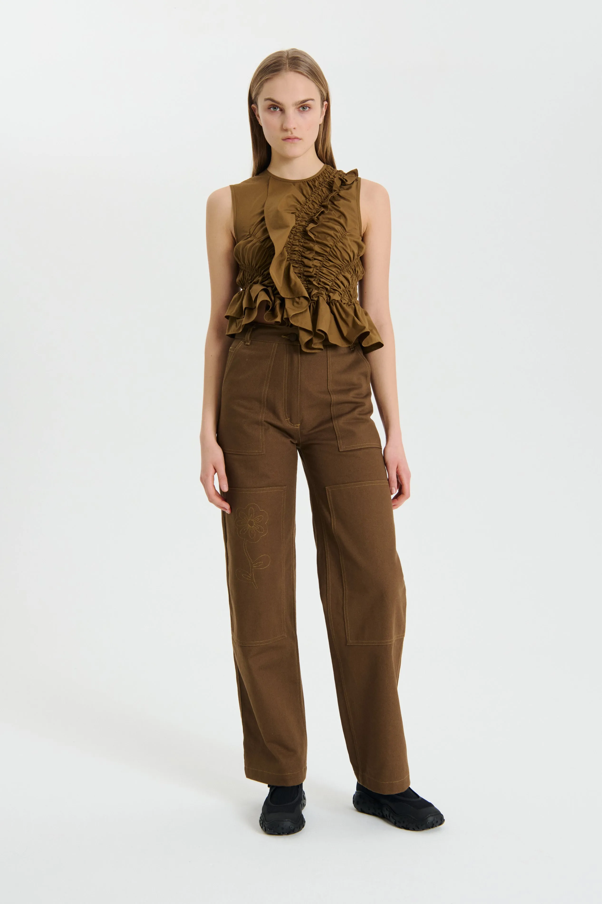 GEO | TOP COTTON LIGHT BROWN sold by Cecilie Bahnsen
