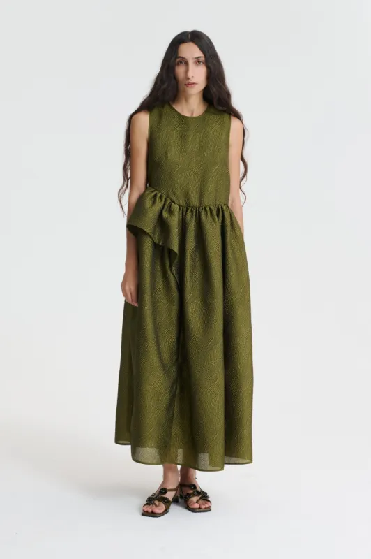 DITTE | DRESS KAZE MATELASSE OLIVE made by Cecilie Bahnsen
