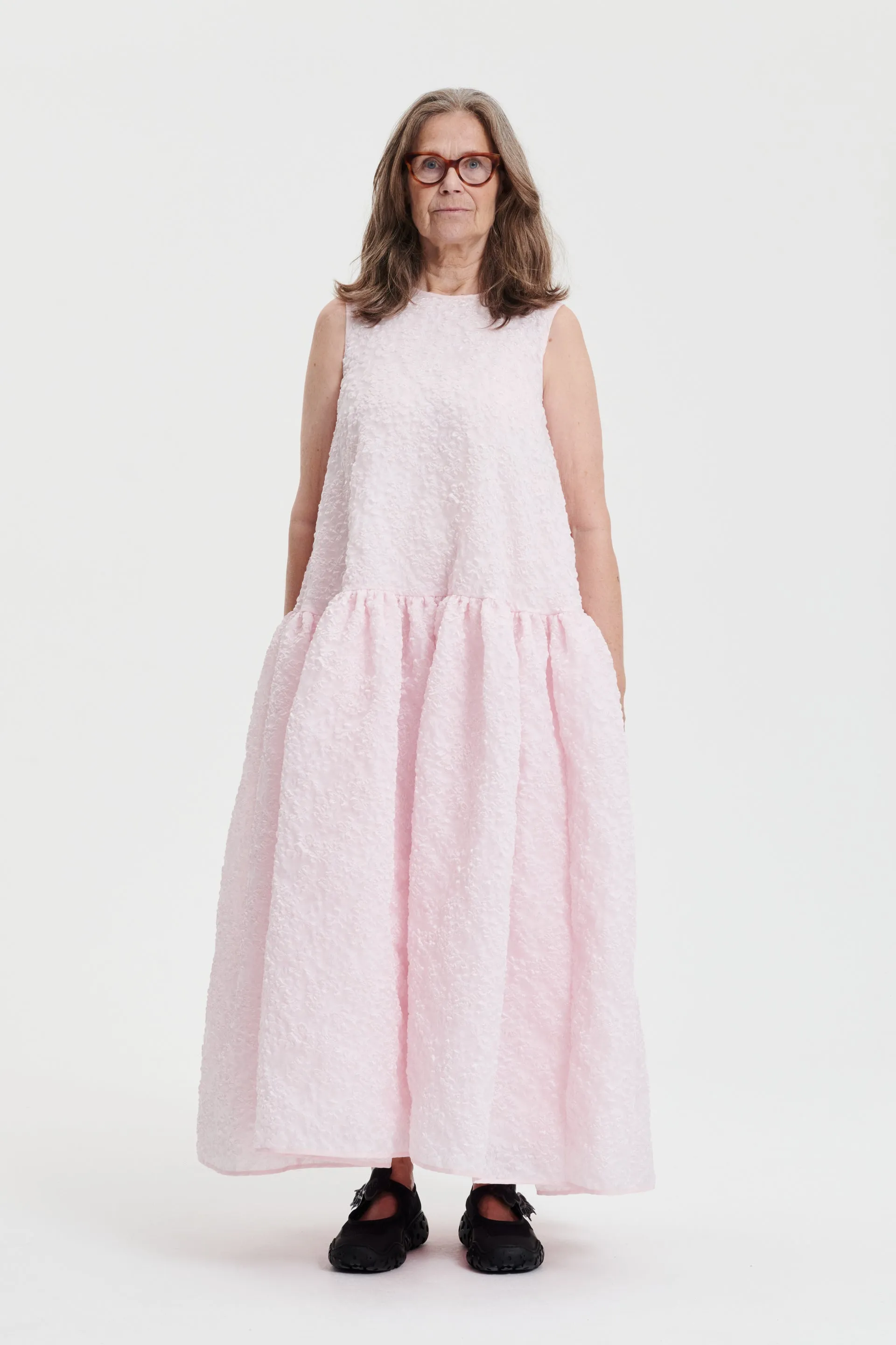 ANNA KARIN | DRESS GRASMERE MATELASSÉ ROSEWATER sold by Cecilie Bahnsen