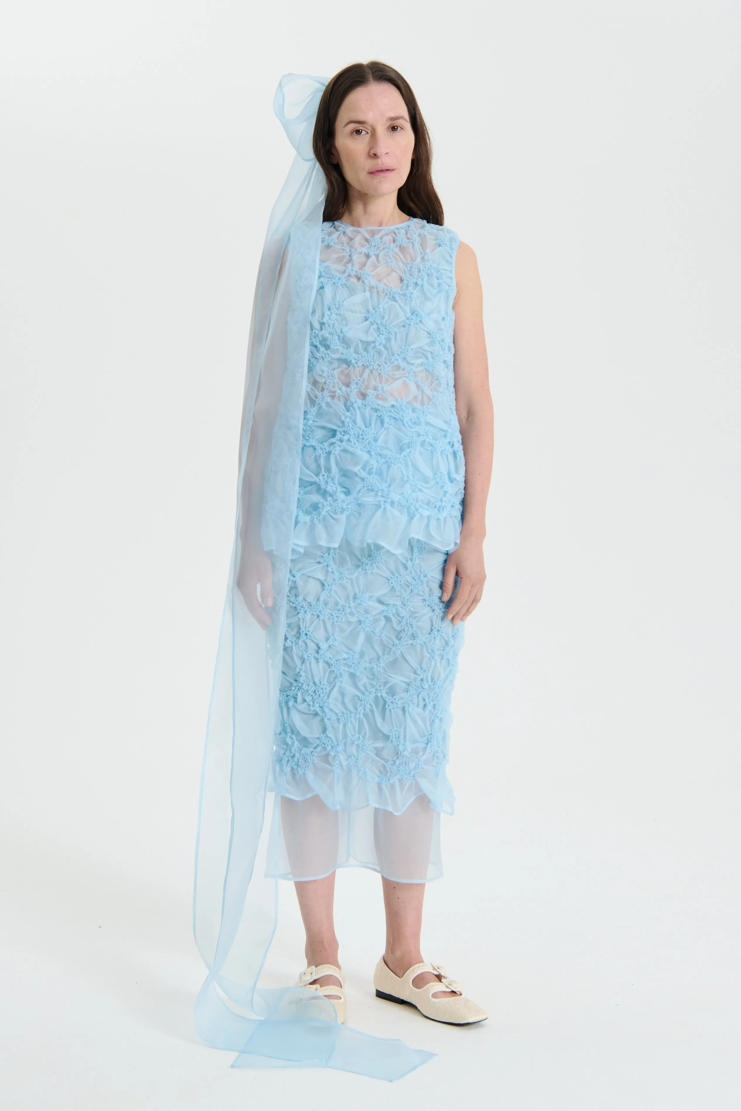 UTANIA | TOP BERRY BLOSSOM SMOCK LIGHT BLUE BRIDAL sold by Cecilie Bahnsen