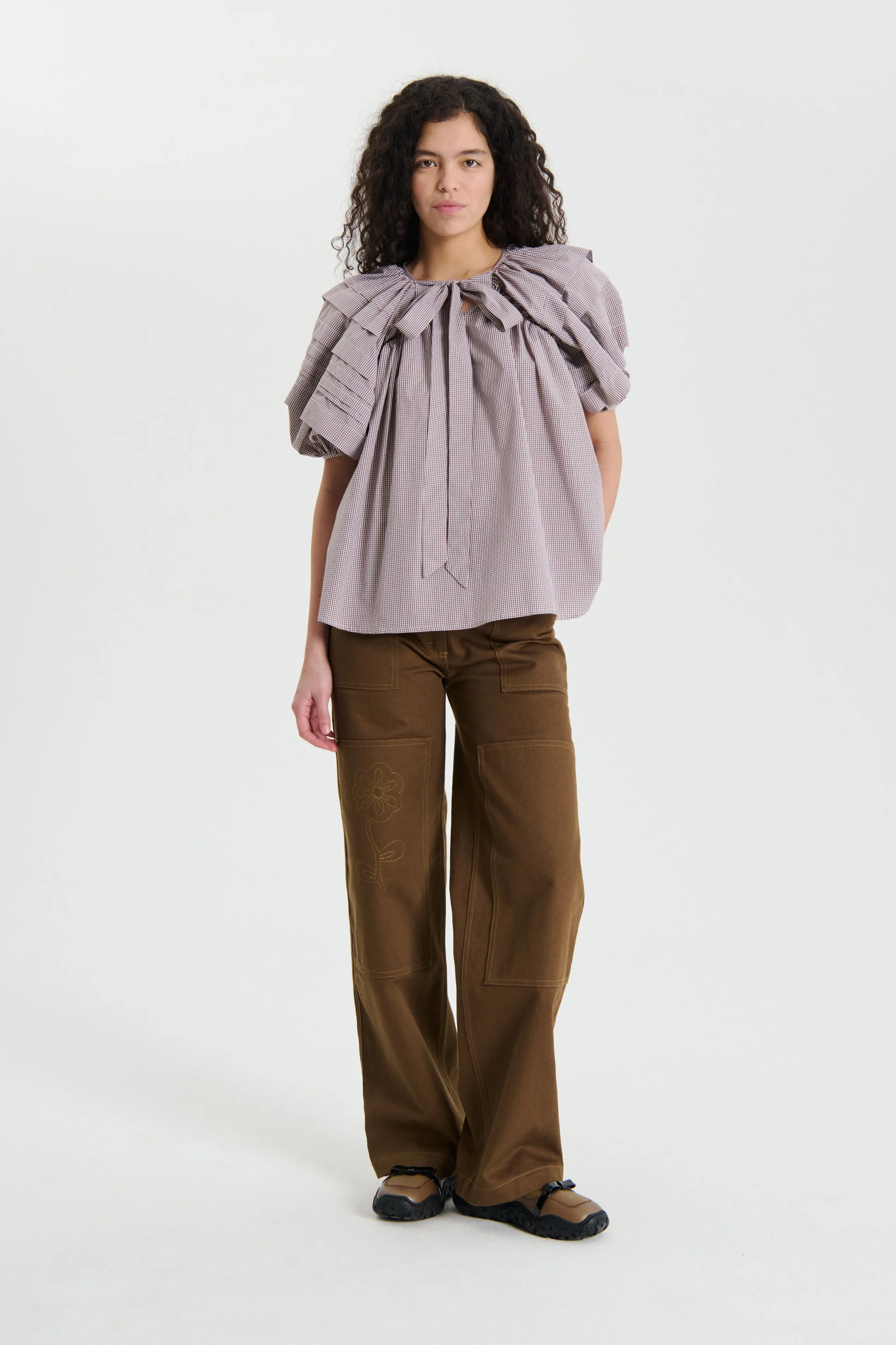 PALOMA | TOP GINGHAM COTTON BROWN / WHITE sold by Cecilie Bahnsen