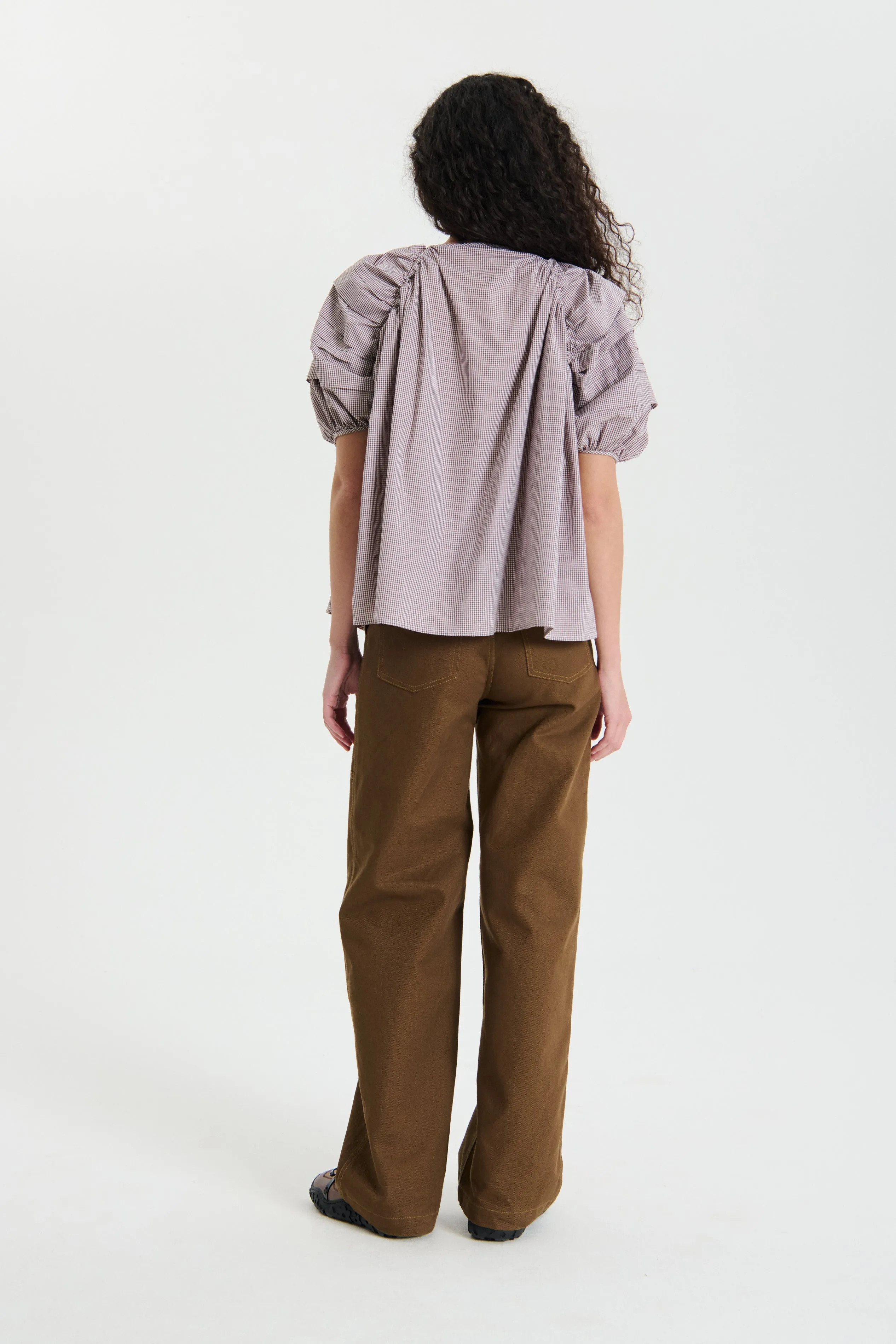 PALOMA | TOP GINGHAM COTTON BROWN / WHITE sold by Cecilie Bahnsen product image thumbnail 3