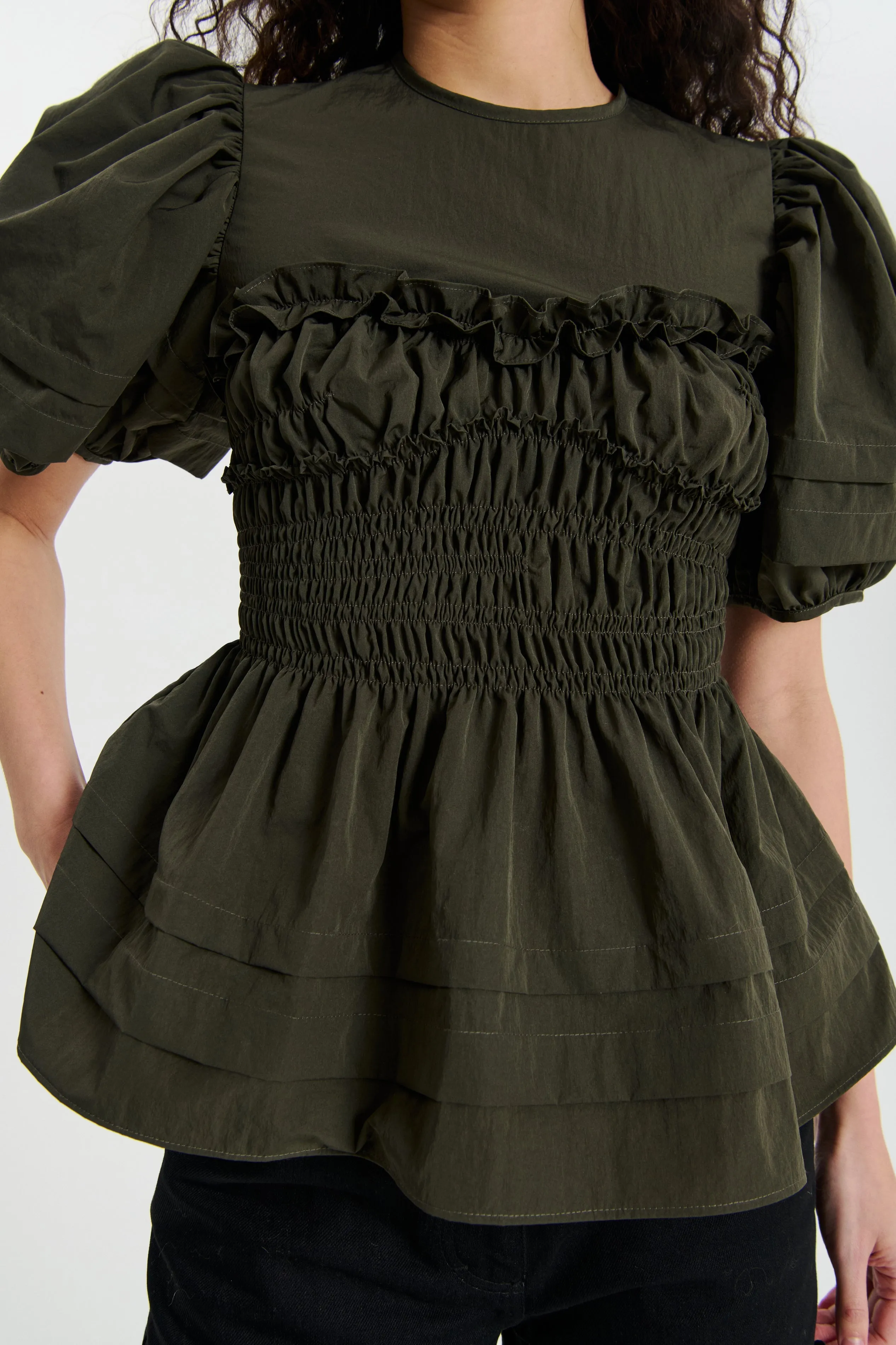 ONESSA | TOP RECYCLED TAFFETA GREY OLIVE sold by Cecilie Bahnsen product image thumbnail 2
