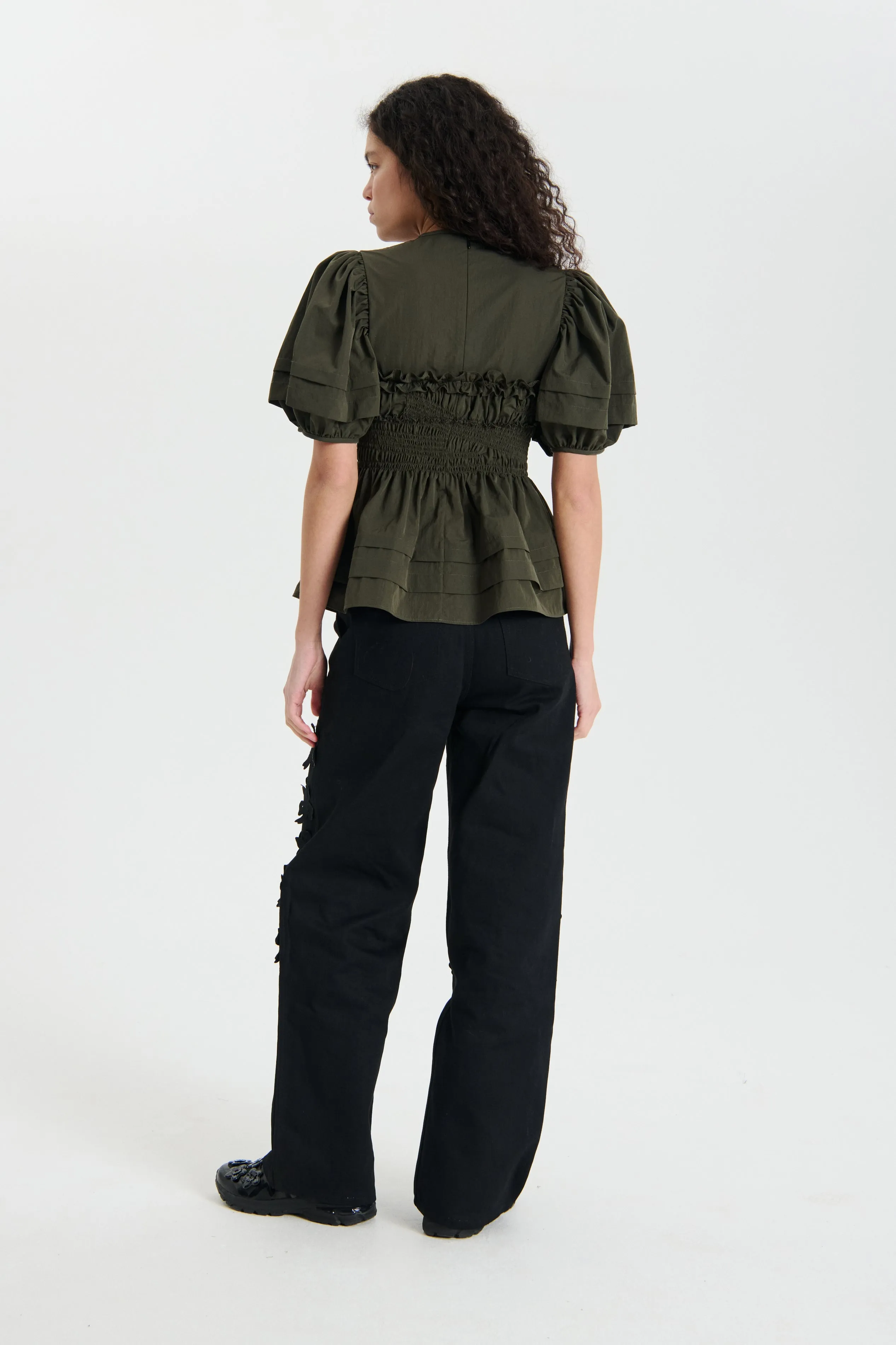 ONESSA | TOP RECYCLED TAFFETA GREY OLIVE sold by Cecilie Bahnsen product image thumbnail 3