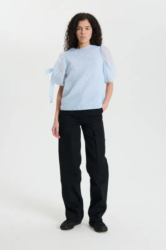 FANCHETTE | TOP POSY MATELASSÉ LIGHT BLUE made by Cecilie Bahnsen