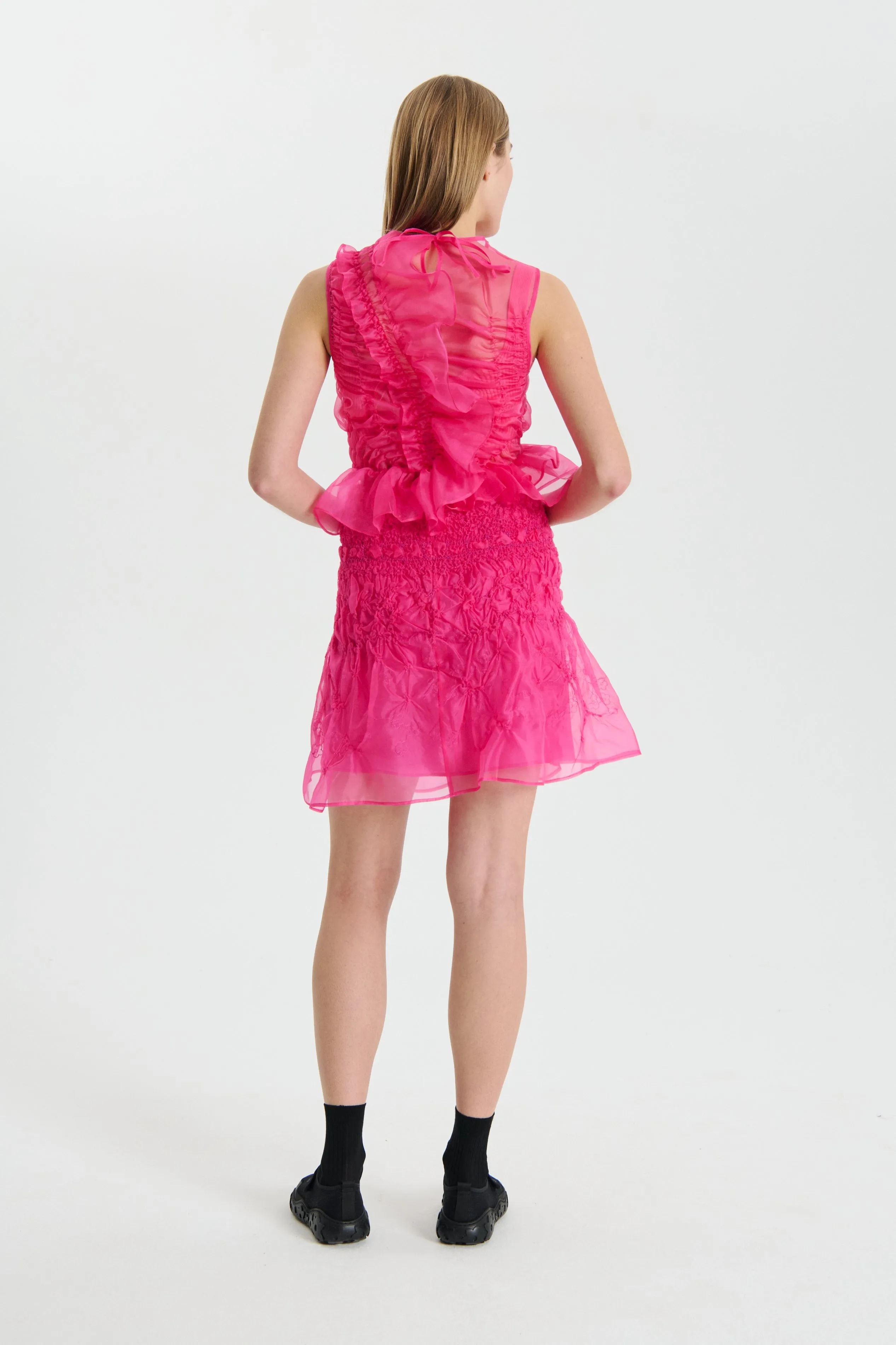 VIDA | SKIRT PANSY SMOCK ORGANZA | MAGENTA sold by Cecilie Bahnsen product image thumbnail 3